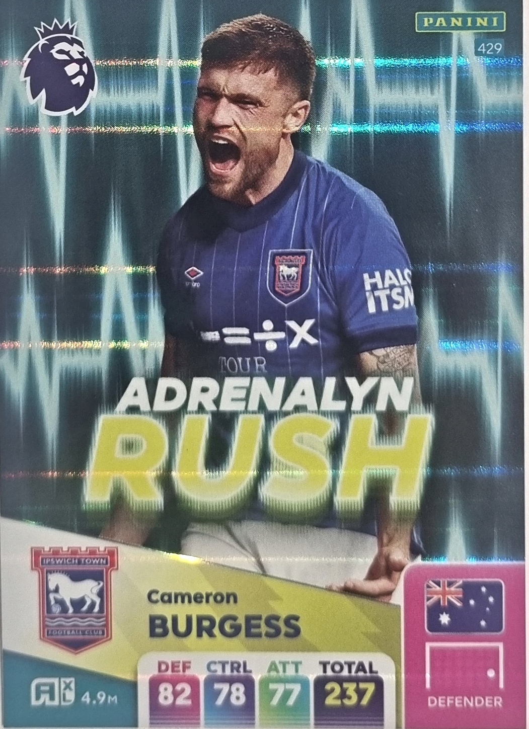 Premier League 2025 Adrenalyn Rush 429 Cameron Burgess Ipswich Town