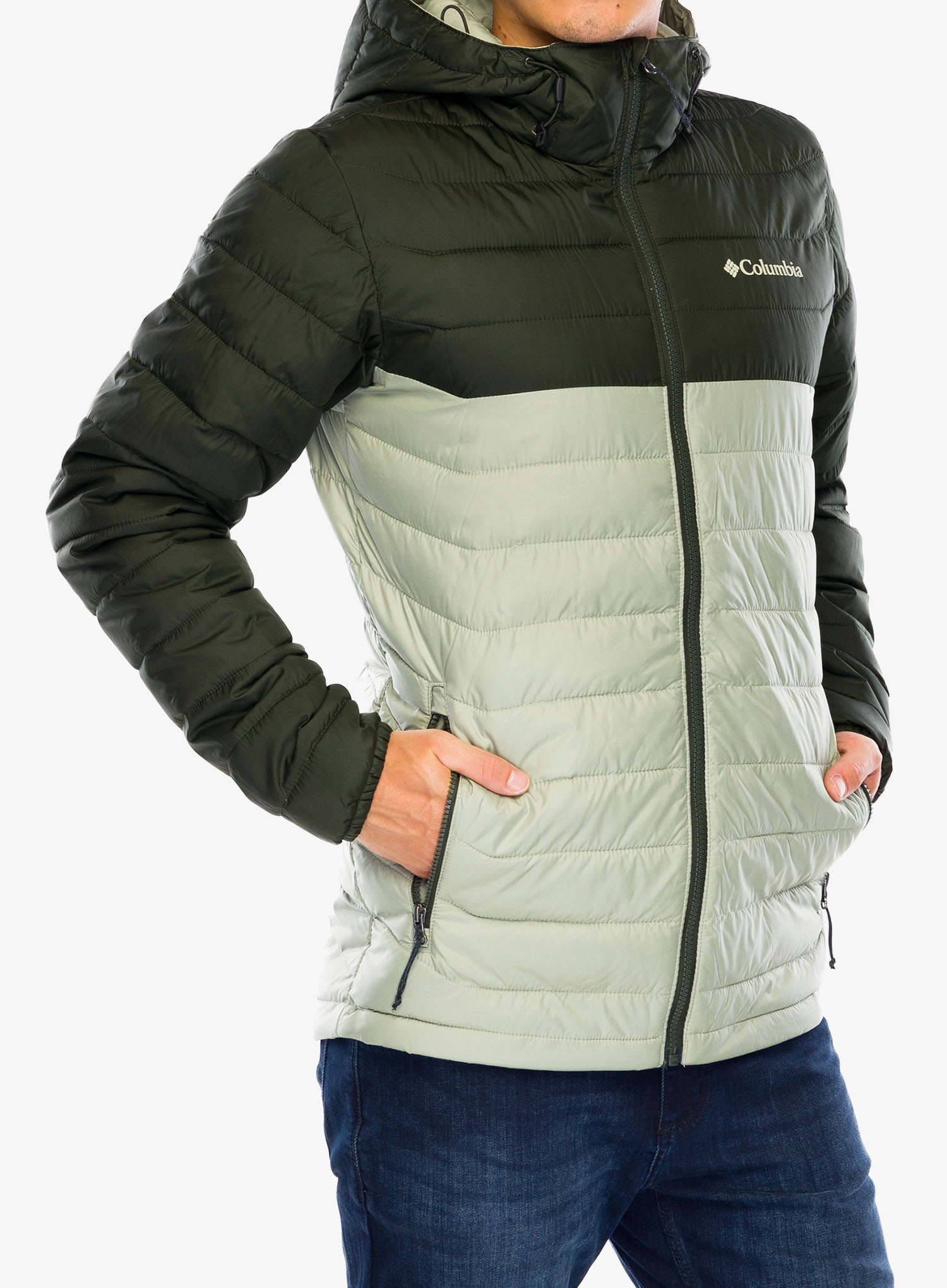 Bunda s kapucí Columbia Powder Lite II safari/greenscape XL