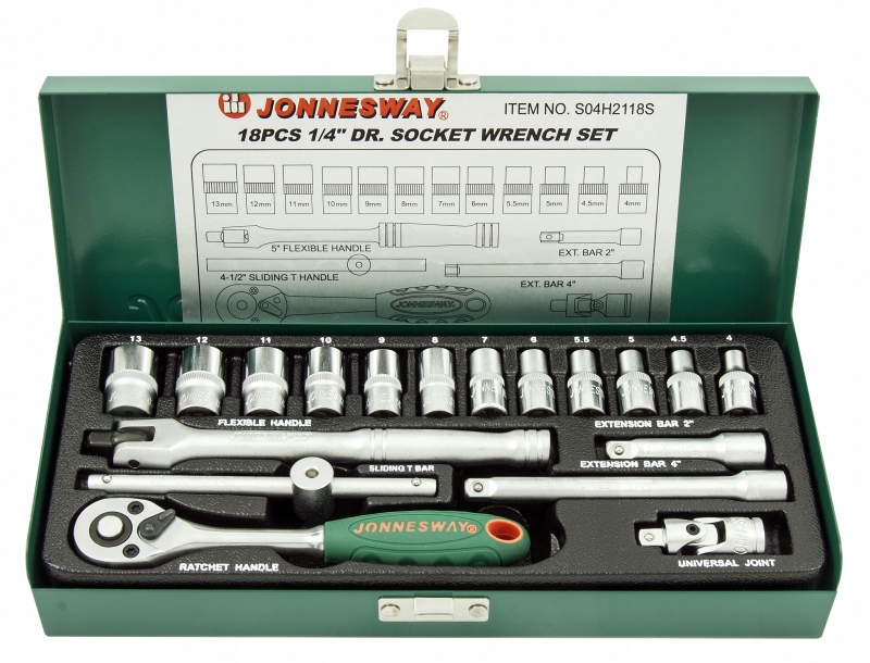 

Zestaw 18szt. narzędzi z grzechotką 1/4 Jonnesway