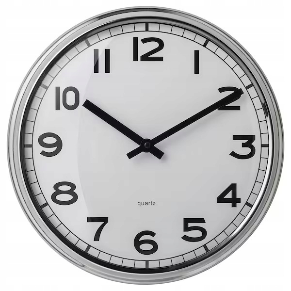 Nástěnné hodiny Ikea Pugg, průměr 32 cm, nerezová ocel