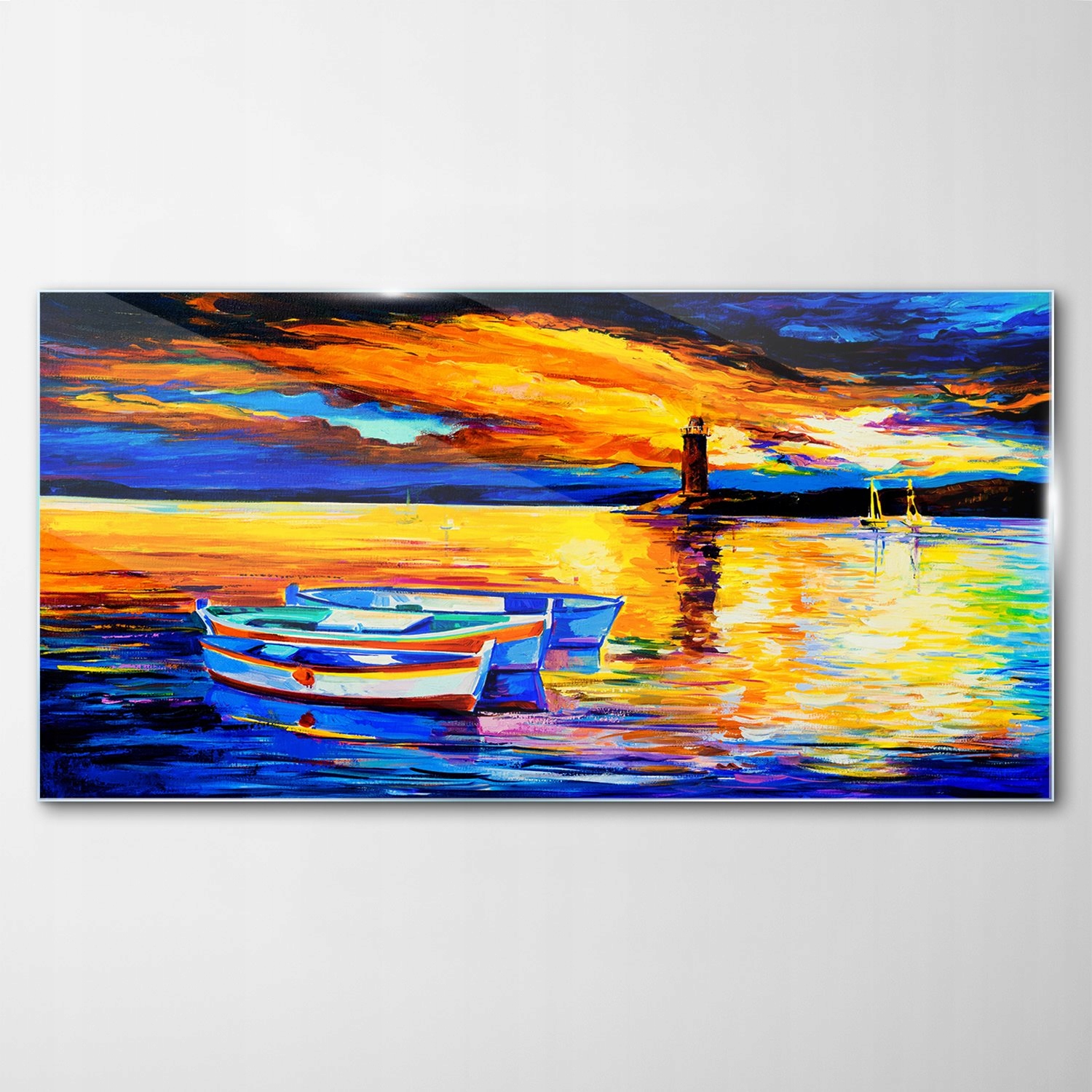 Sklenený obraz Dekor Maják Loďka 100x50