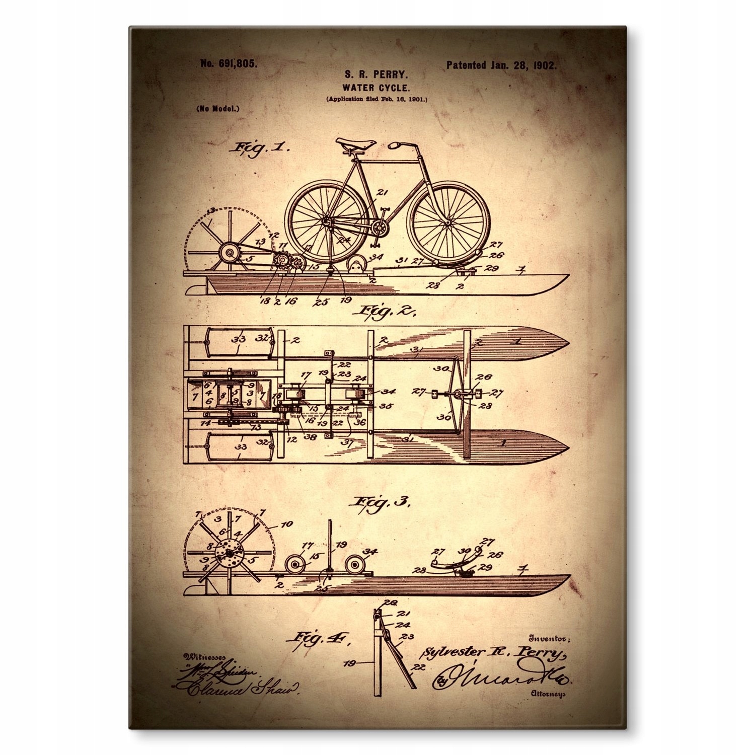 Kovový plakát Bike boat Patent Szyld Plech 30 x 42 cm Dárek