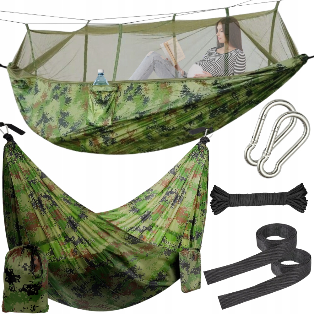 

Hamak turystyczny z moskitierą moro Army 260x140cm