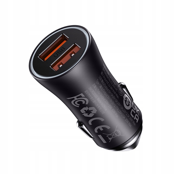 BASEUS ŁADOWARKA SAMOCHODOWA BASEUS GOLDEN CONTACTOR MAX, 2X USB, 60W (SZAR