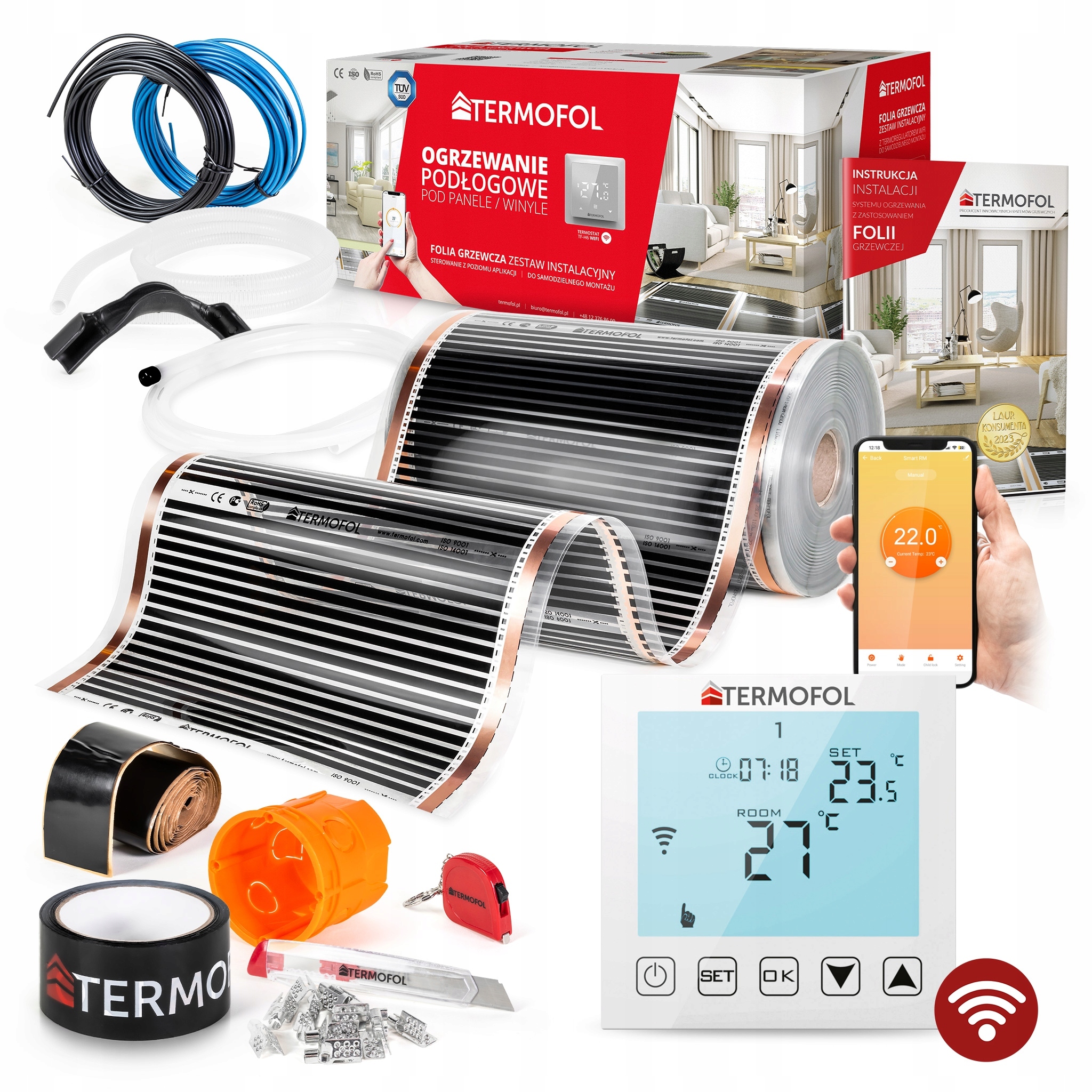 Vykurovacia Fólia Sada Infračervená, výkon 60 W, 50 cm, plocha 36 m² WiFi