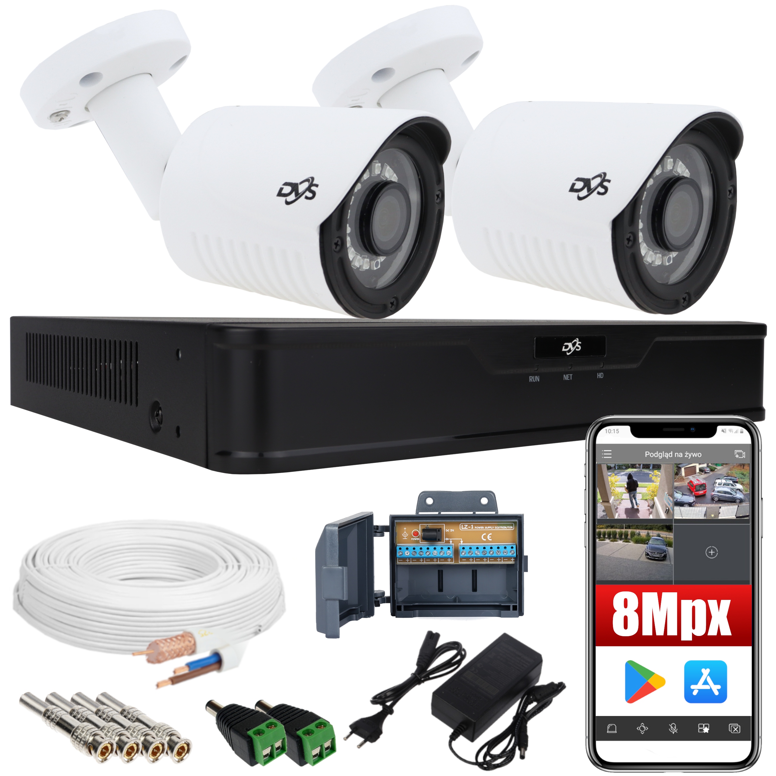 ZESTAW MONITORINGU 2 ZEWNĘTRZNA KAMERA ANALOG DVS