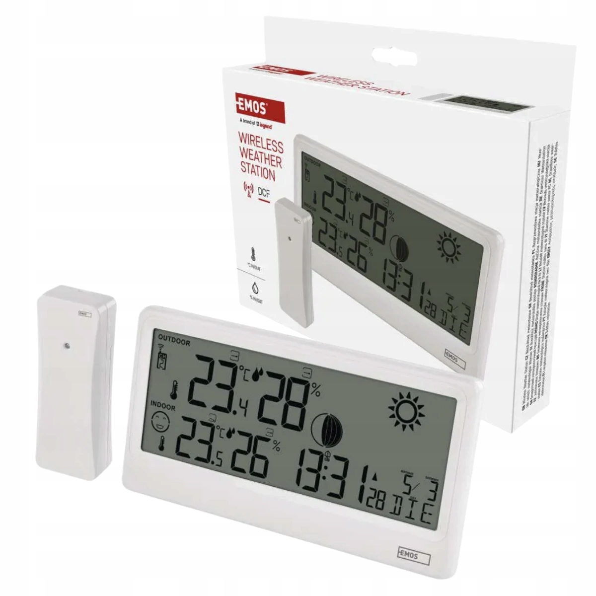 Bílá bezdrátová meteorologická stanice Velký displej Emos E0531