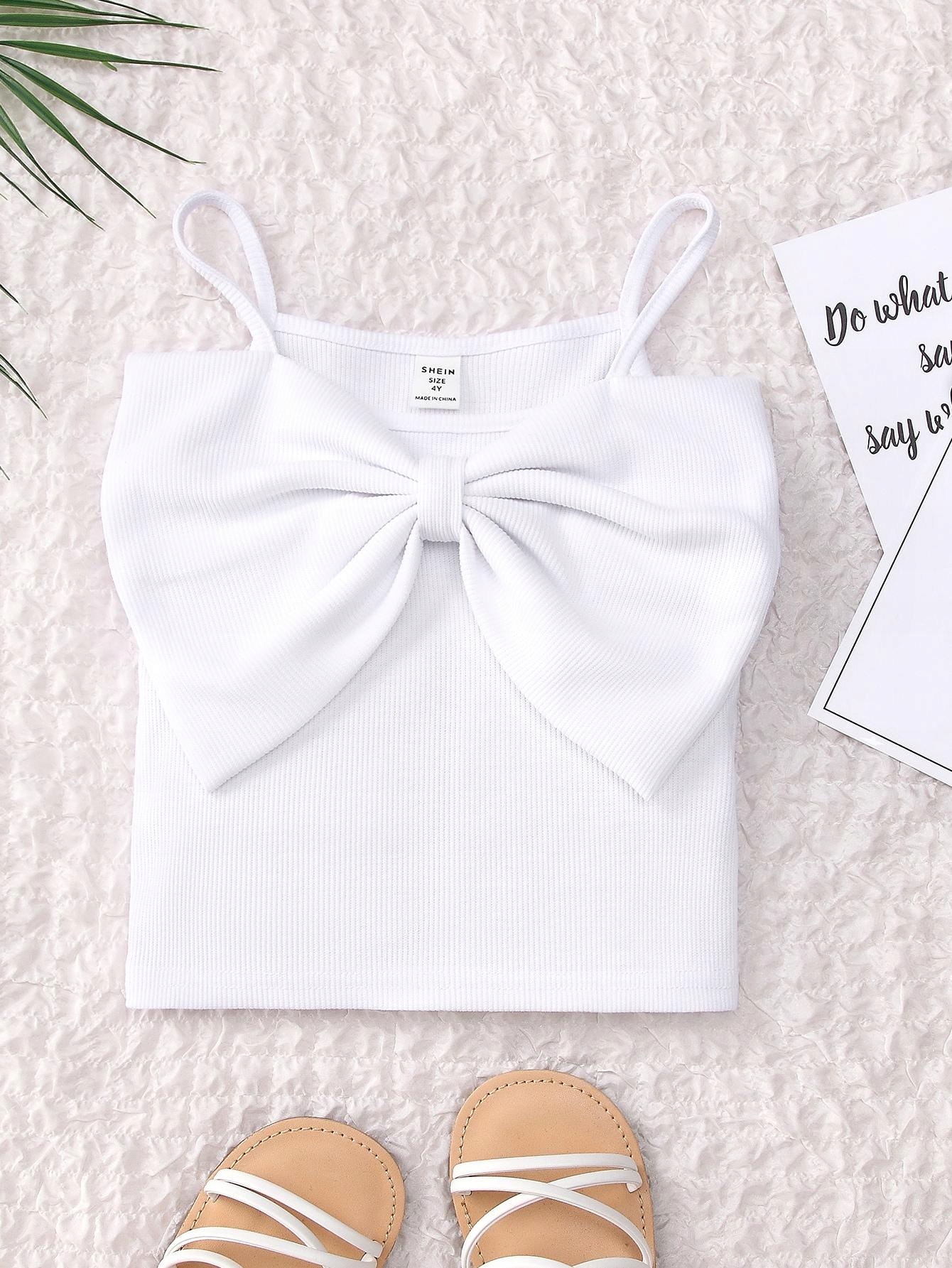 DC31301 SHEIN TOP BIAŁY NA RAMIĄCZKACH KOKARDKA (49) 116