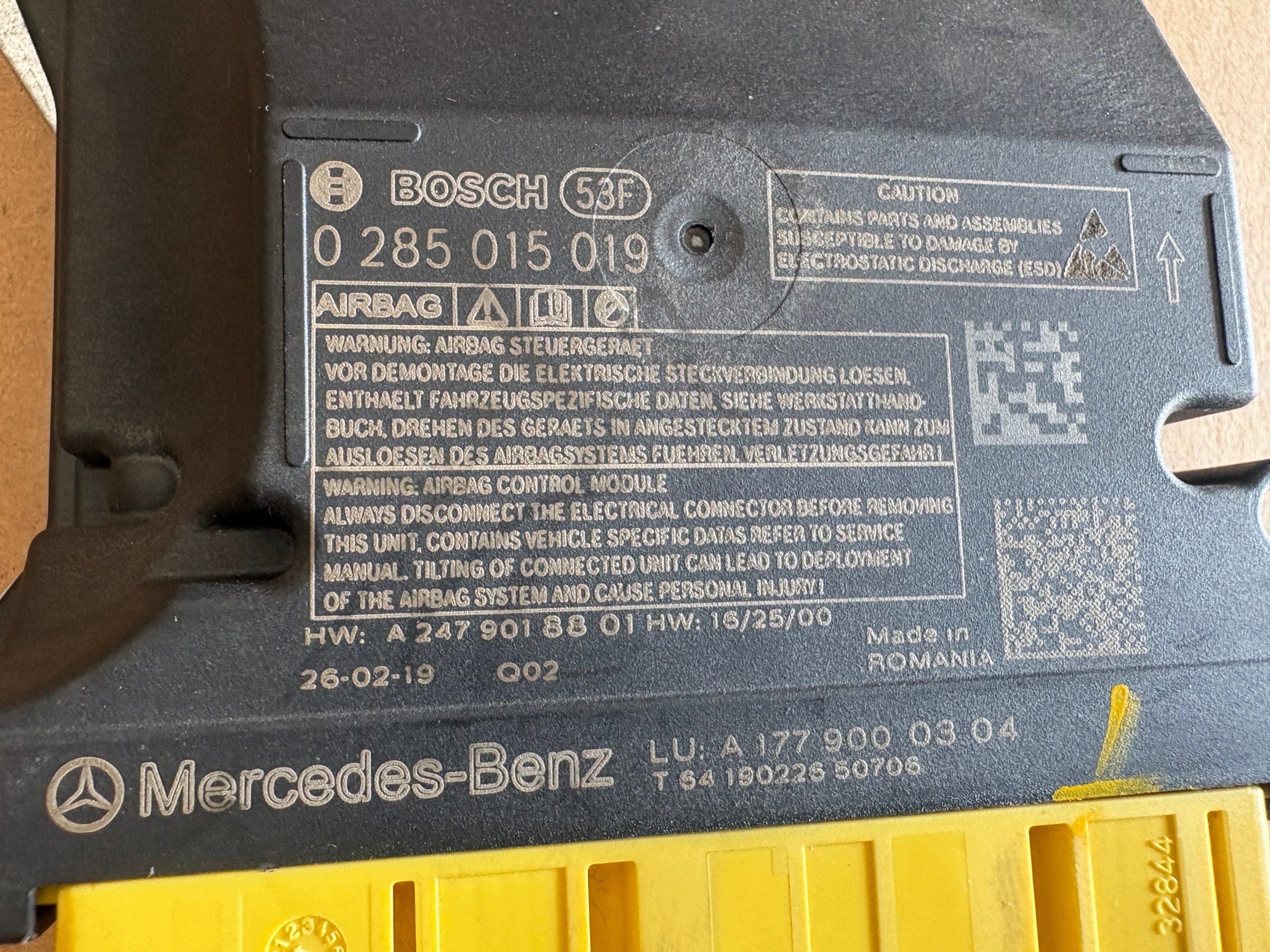 MERCEDES A classe W177 SENSOR AIR BAG module A1779027906