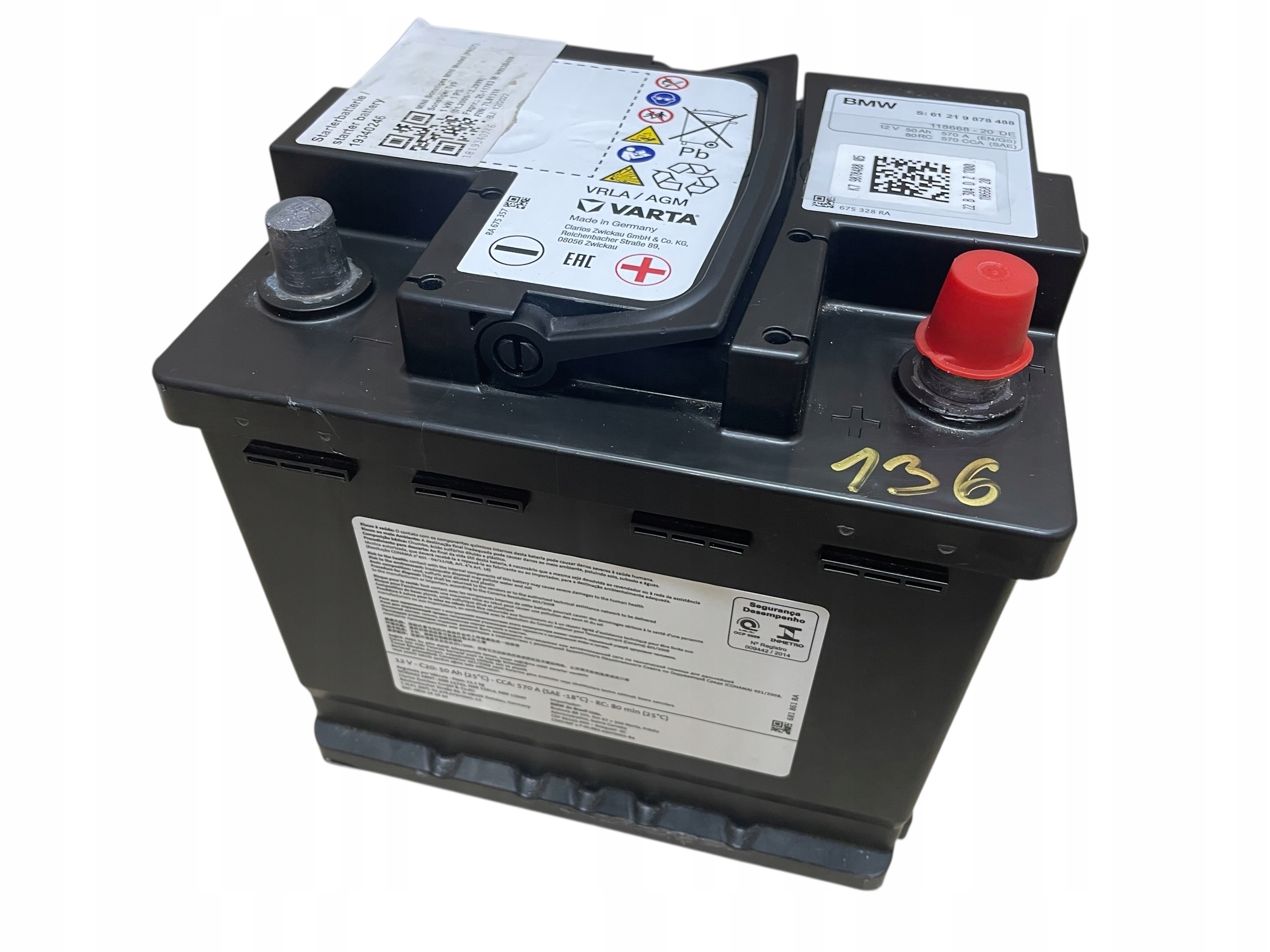 Batteria AGM START-STOP 12V 50AH 570A BMW / MINI 2022R Originale