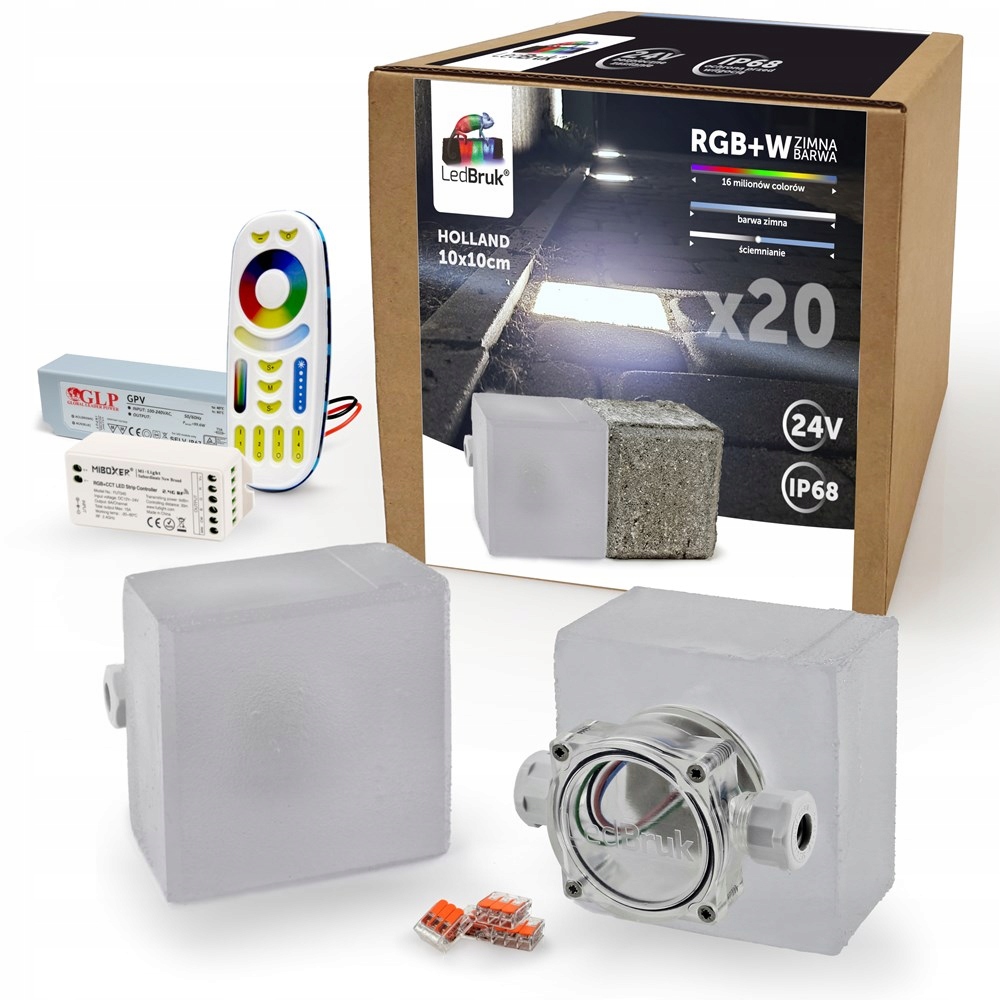 20x Kostka Brukowa LED LedBruk 24V 10x10cm RGBW BZ