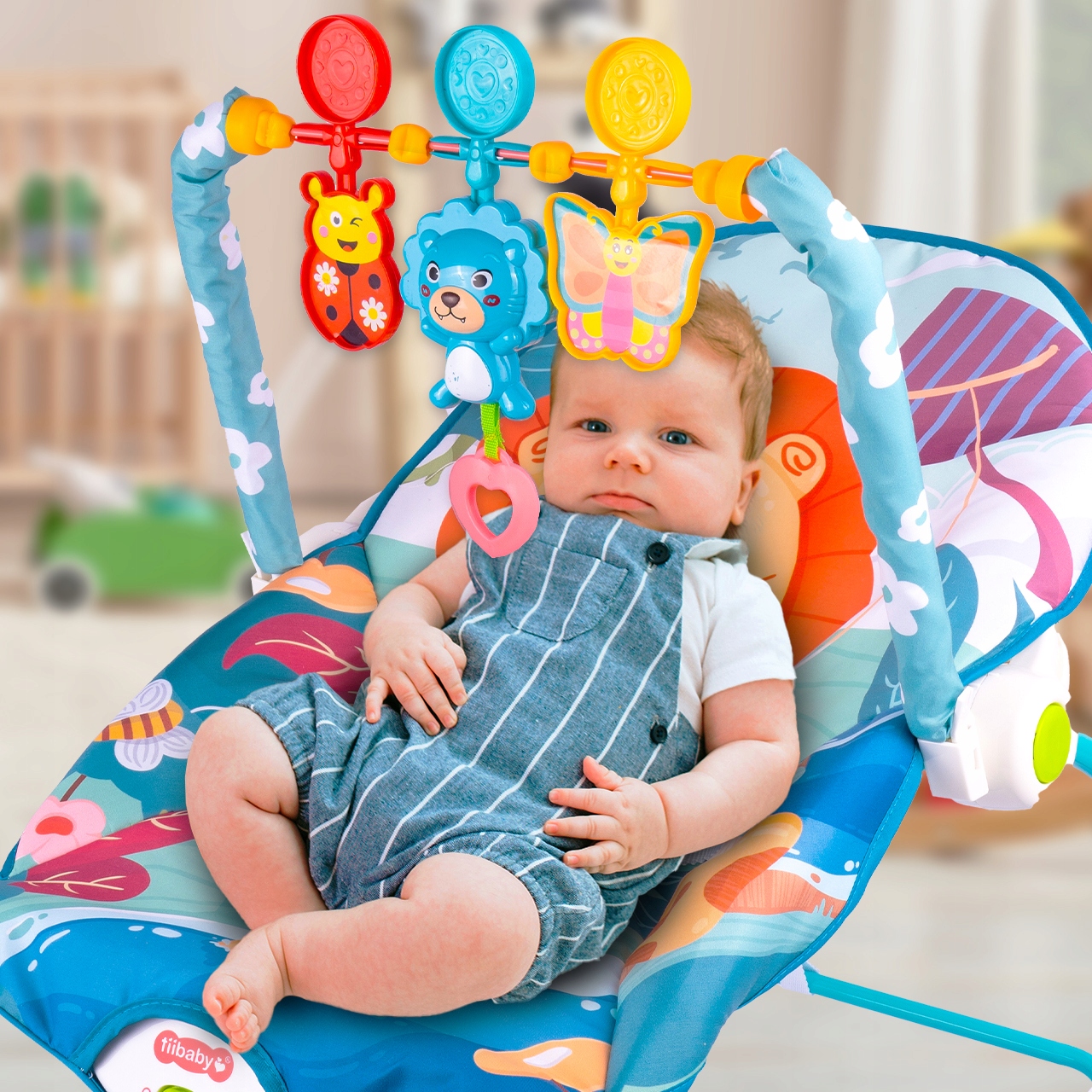 Odrážedlo, houpačka pro batolata, miminka, dětská sedačka, sedák, vibrace, pásy, lev, váha dítěte: 0 - 18 kg