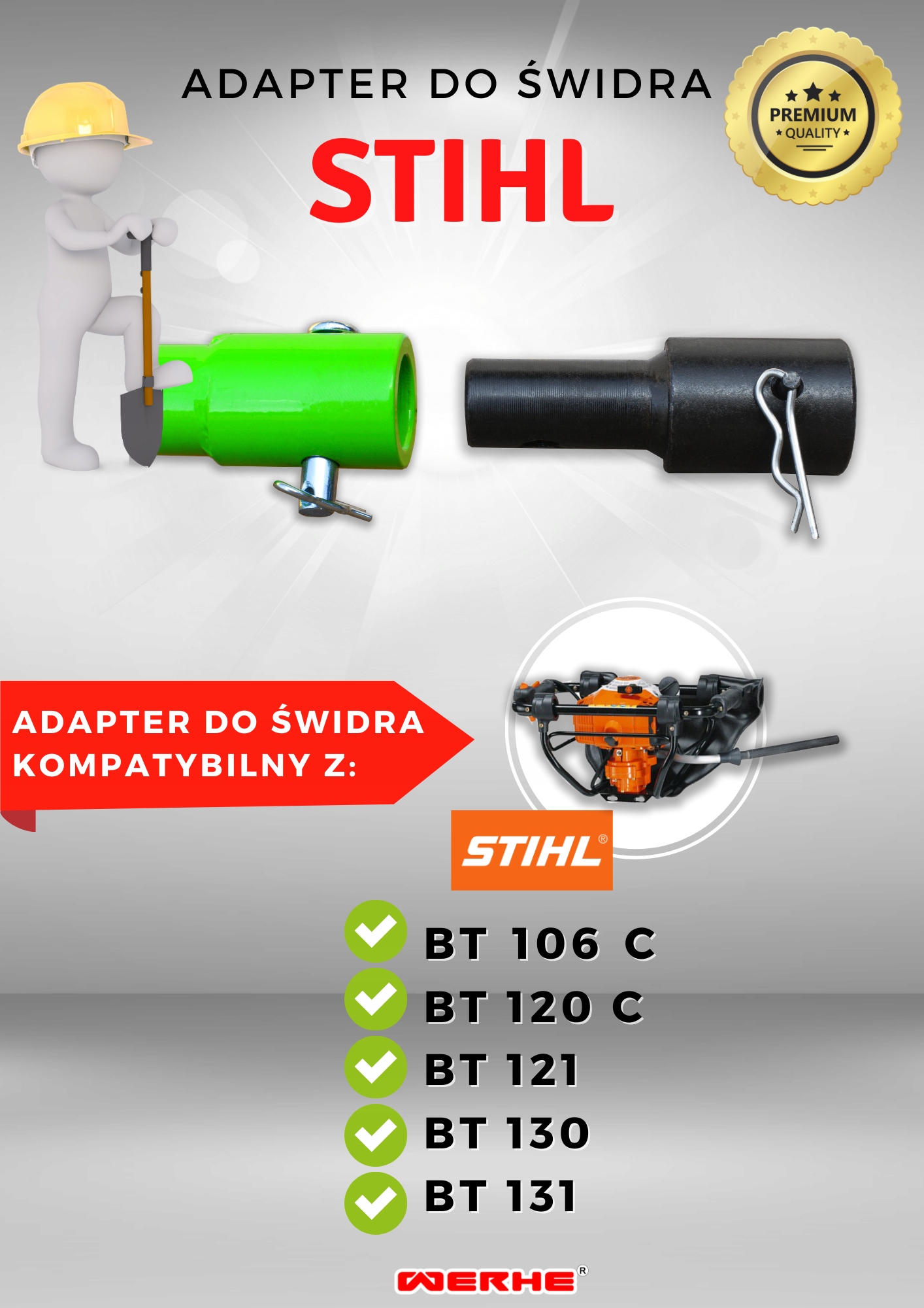 Adapter do świdra STIHL-Wiertło glebowe-WERHE Zasilanie ręczne