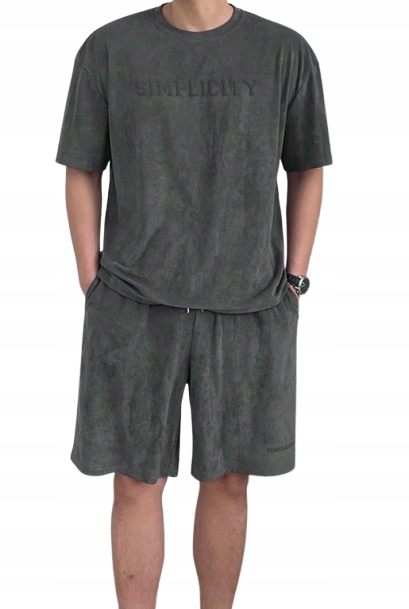 Shein Pánský Šedý Bavlněný Komplet S Nápisem Simplicity M 1HB