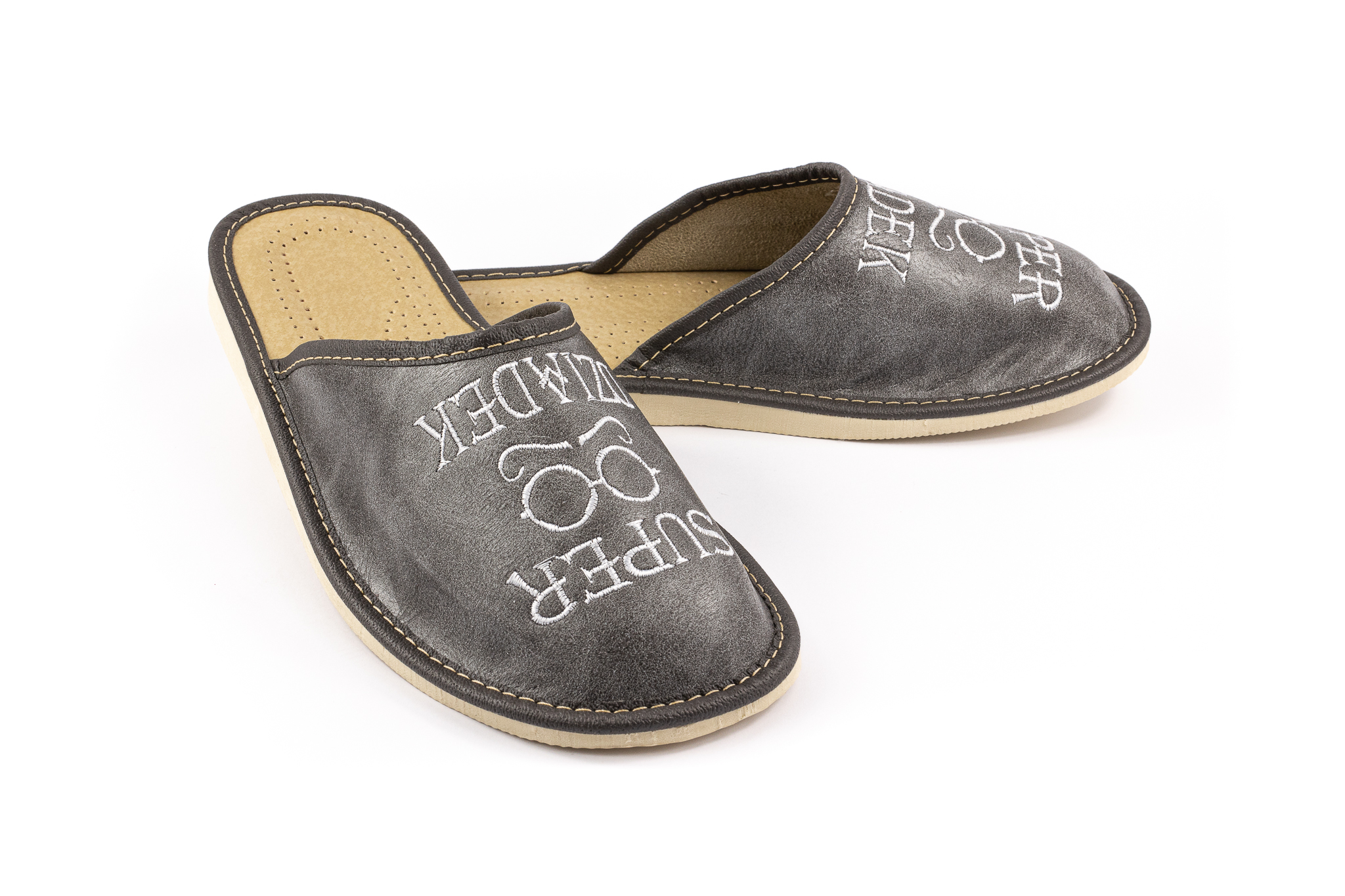 Pantofle, kapcie męskie Super Dziadek na PREZENT Długość wkładki 26 cm