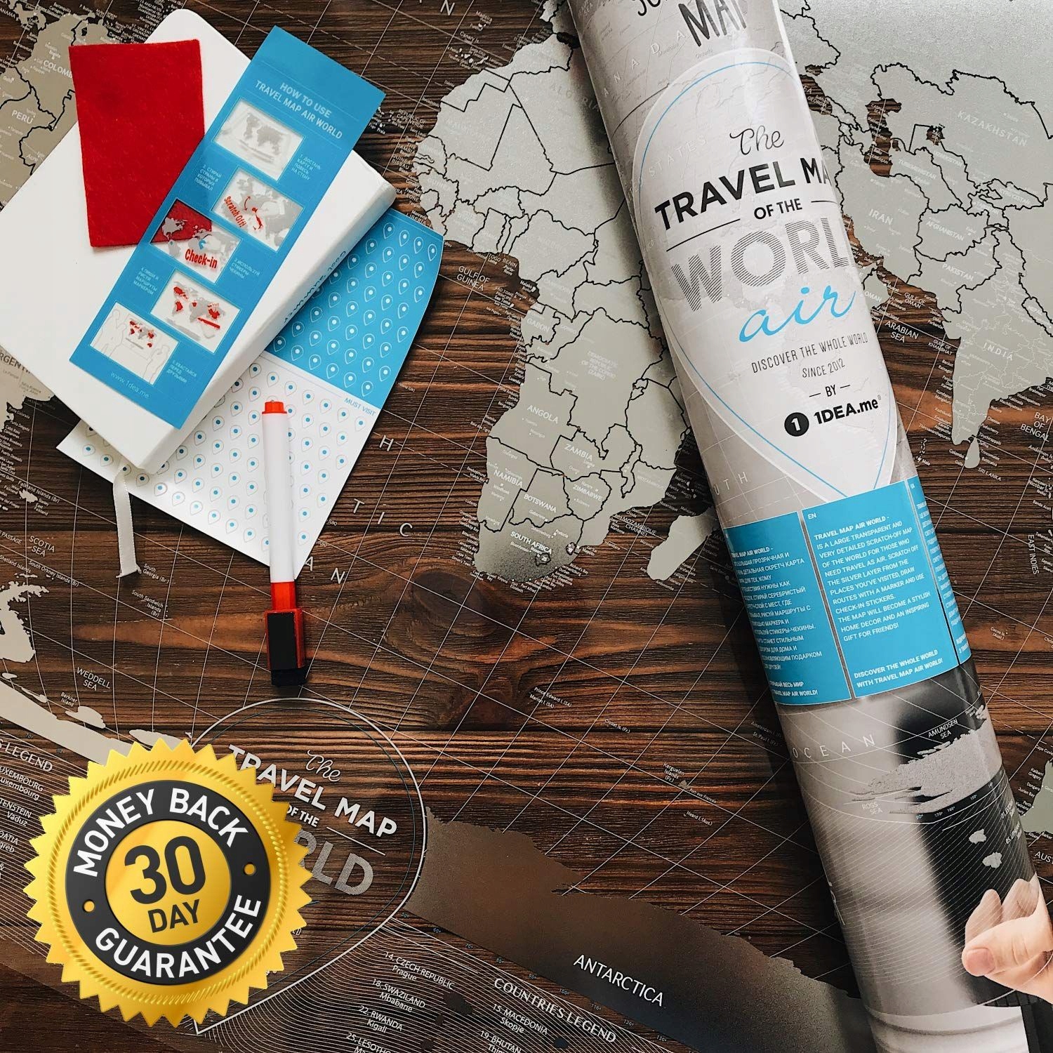 MAPA ZDRAPKA ŚWIAT. TRAVEL MAP AIR WORLD