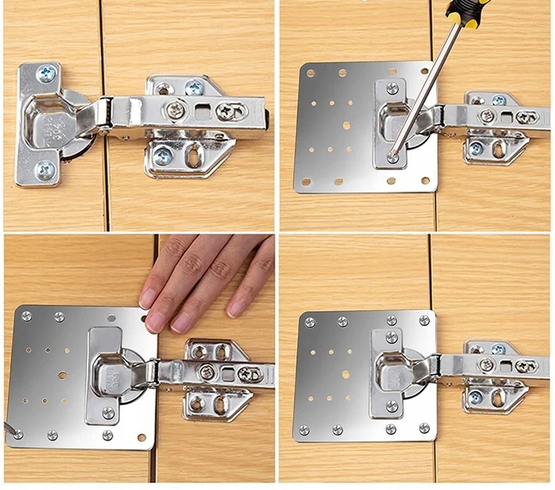 4x ZESTAW NAPRAWCZY BLASZKA PŁYTKA NAPRAWCZA DO NAPRAWY WYRWANYCH ZAWIASÓW Szerokość maksymalna 90 mm