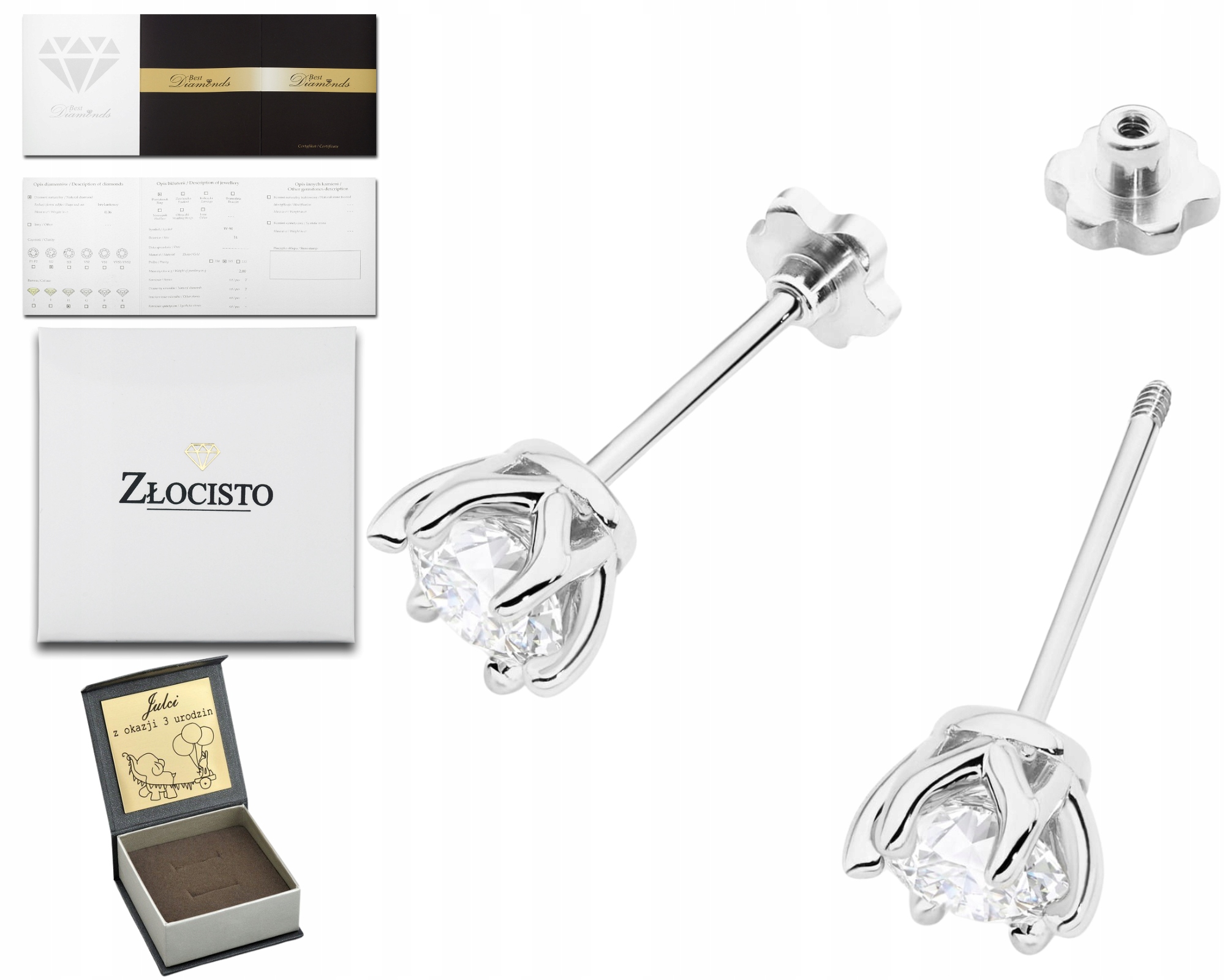 Náušnice Bílé Zlato 585 Brilianty Diamanty 1,40 Ct Šroubovací Tyčinka Dárek