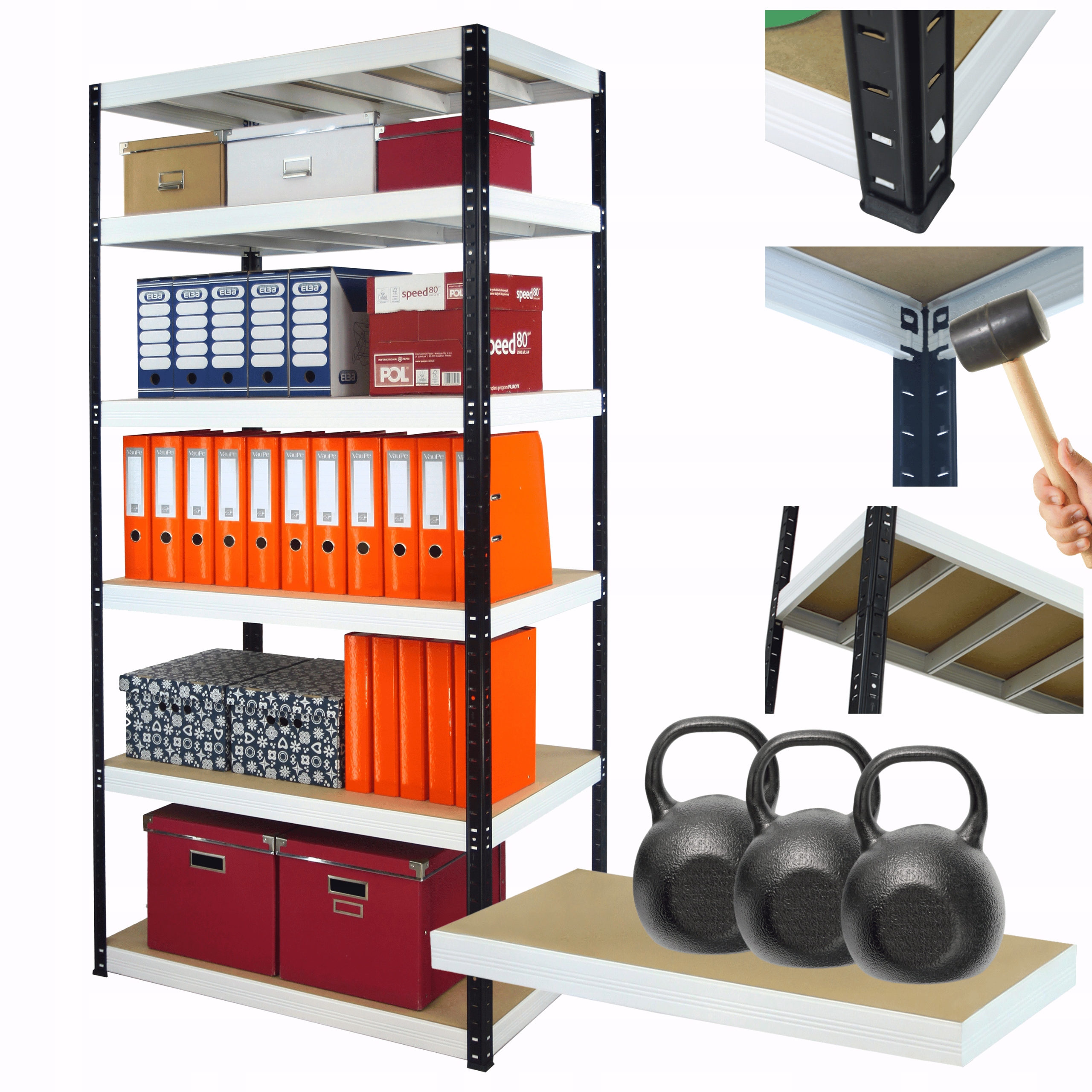 Kovový skladový regál Helios 213x90x60 cm 6Px350 kg 300TYS Komb