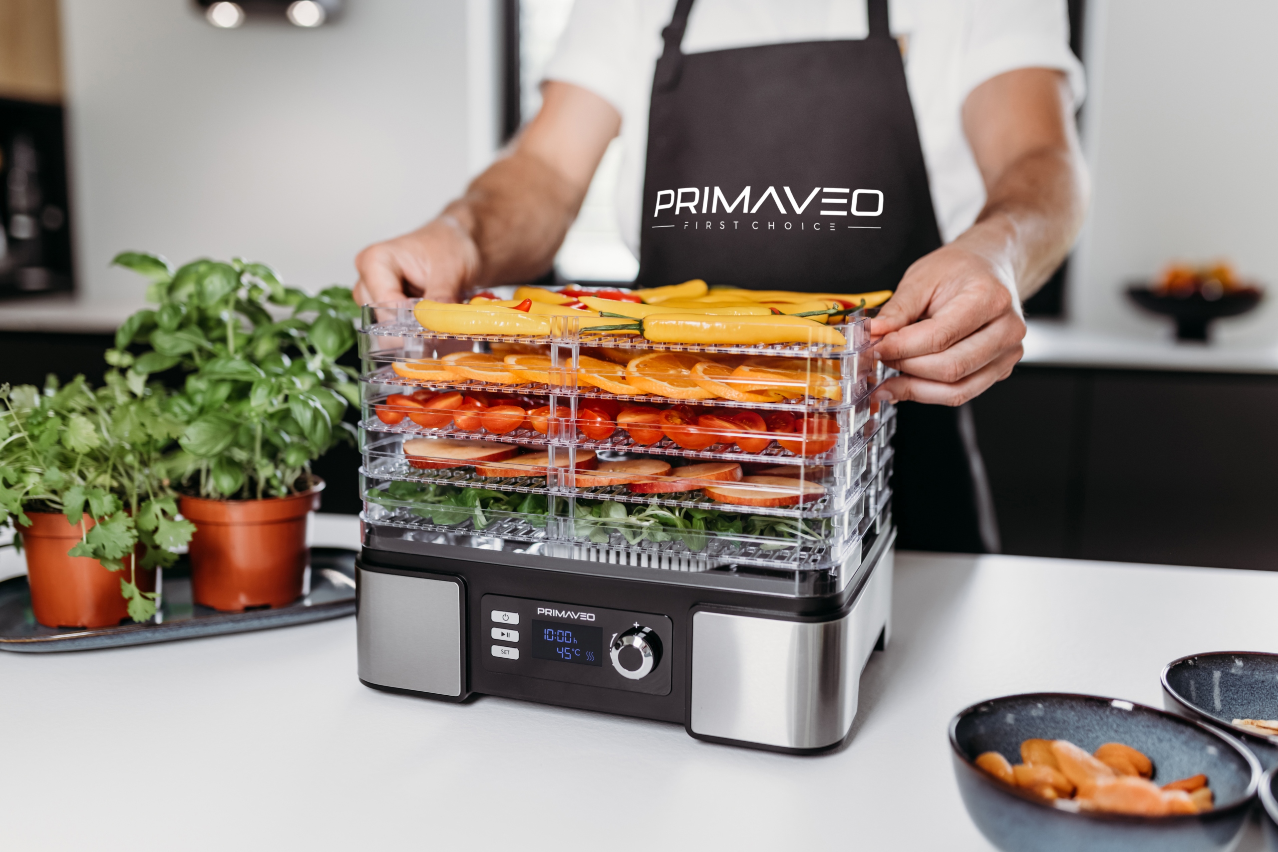 DUŻĄ SUSZARKA DO GRZYBÓW OWOCÓW WARZYW ZÓŁ TERMOOBIEG INOX 450W PRIMAVEO PL Model SU64400