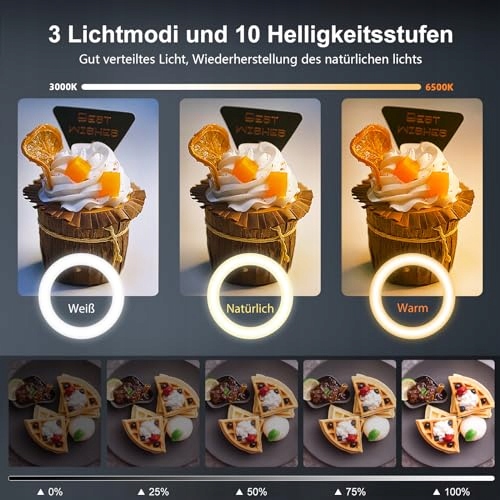 EVERSHOP Lampa Pierścieniowa LED 10" Stojak Telefon Zdalne Sterowanie — miniatura 4