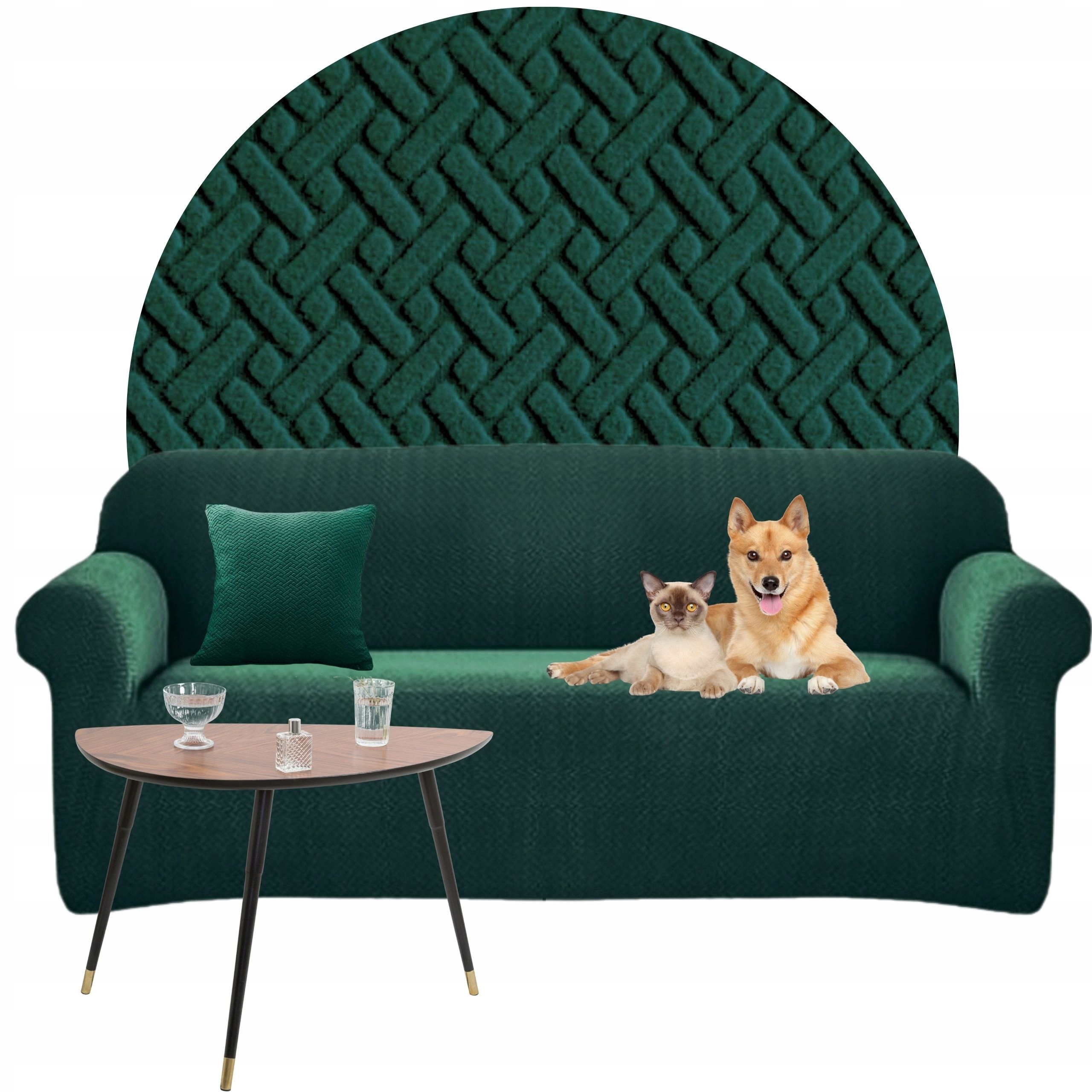 Potah Na Pohovku Rohová Pohovka Žakárová Jedle 235-300 CM Oeko-tex