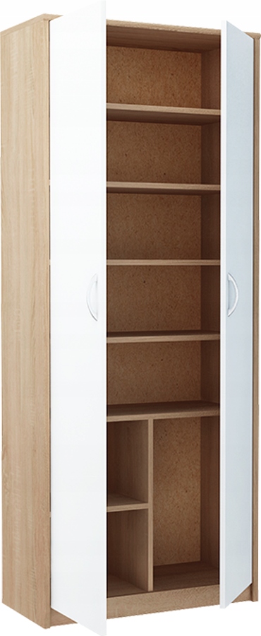 SZAFA REGAŁ z półkami ZAMKNIĘTY R004 SONOMA-BIAŁY Kod producenta 001