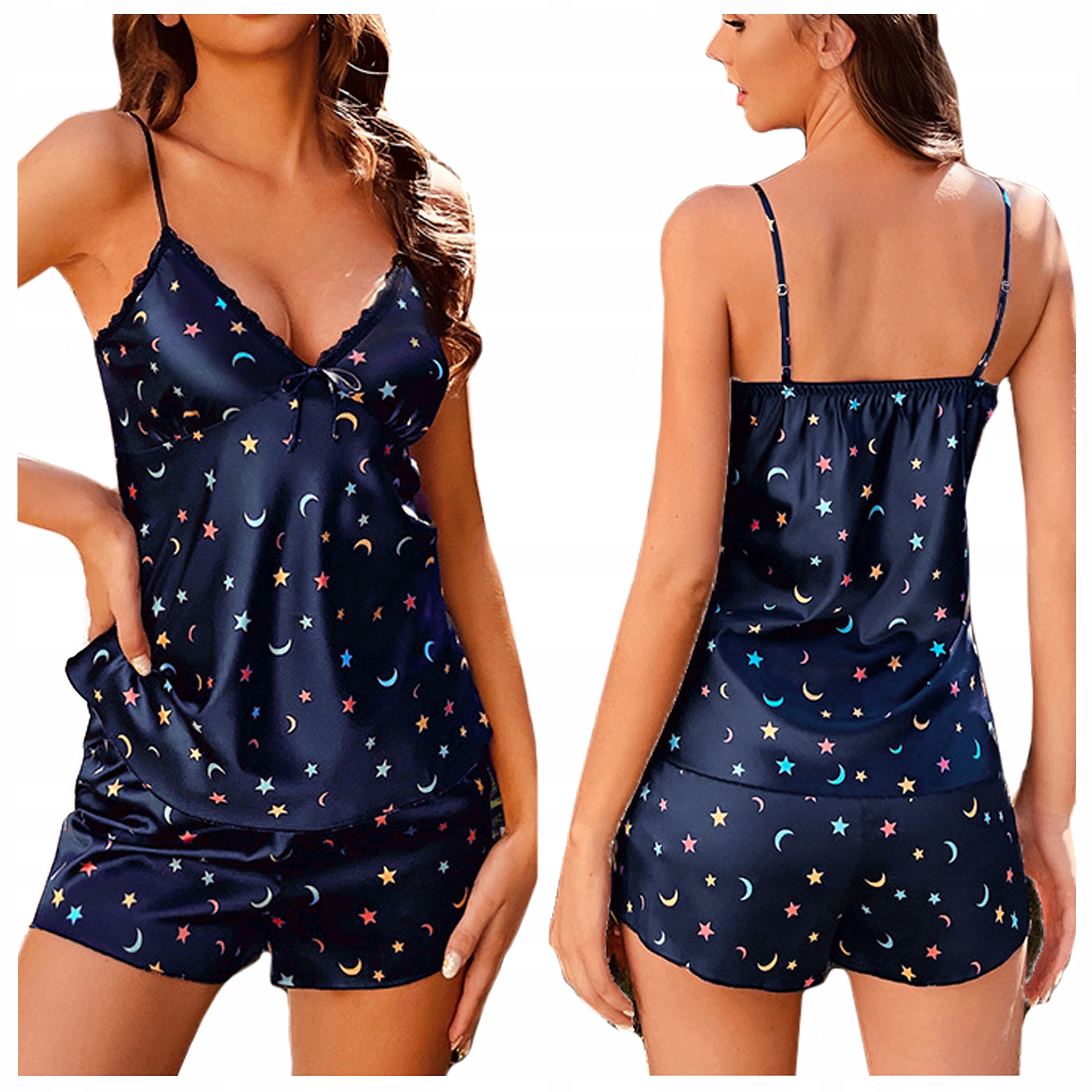 

Piżama satynowa koszulka spodenki Nie Prześwituje