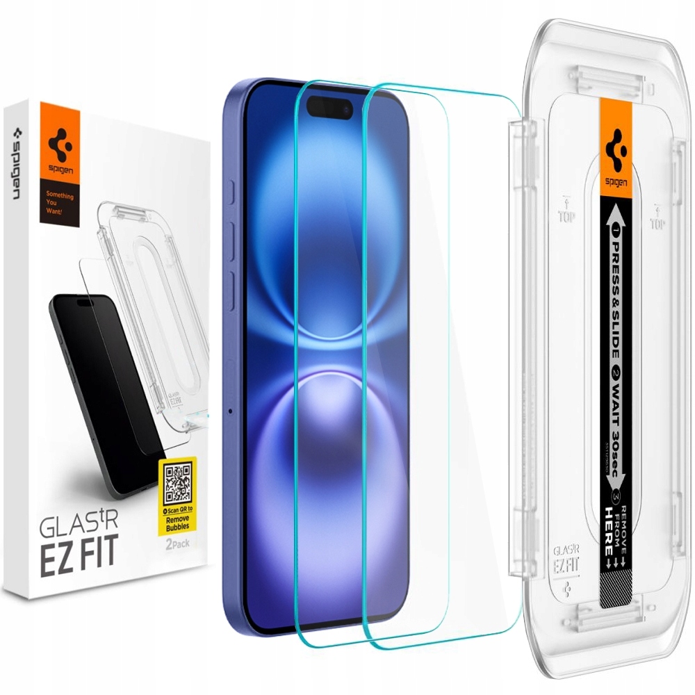 2x Szkło Hartowane Spigen Ez Fit Aplikator do Apple iPhone 16/15, do etui