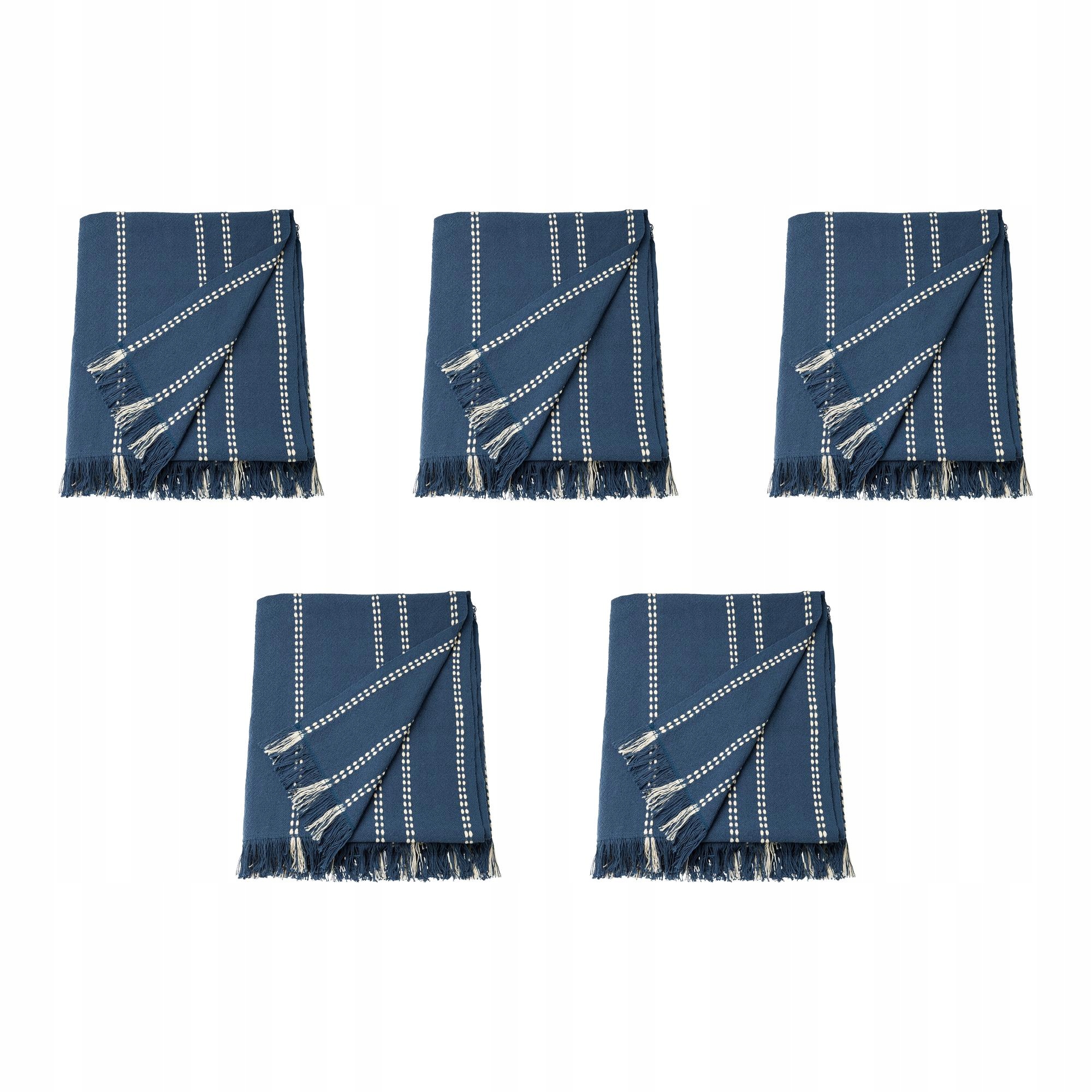 5 ks Krutbrannare Pled krémový modrý proužky 130 x 170 cm