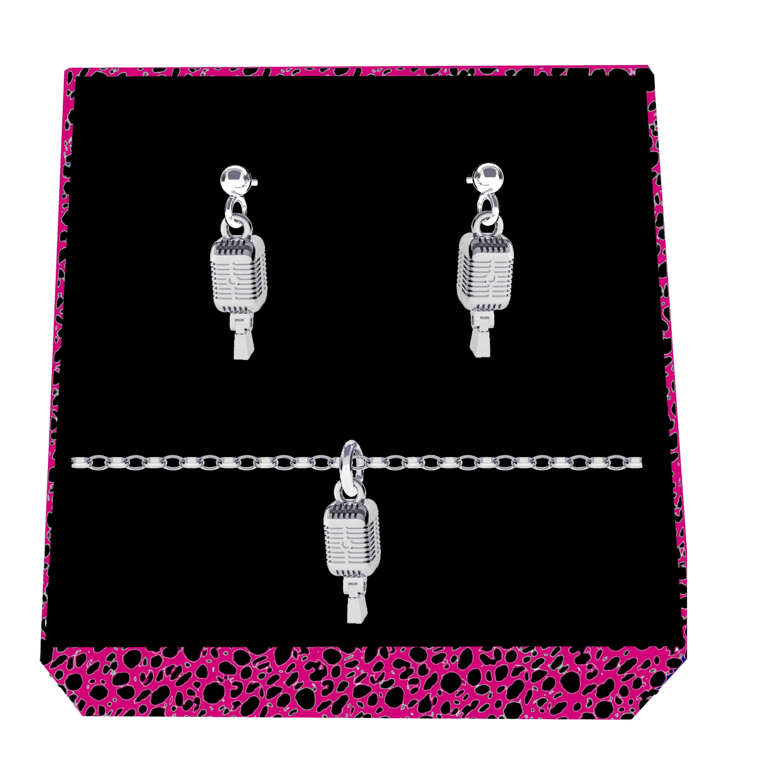 Mikrofon 3D Stříbrný komplet rolo oval stříbro 925