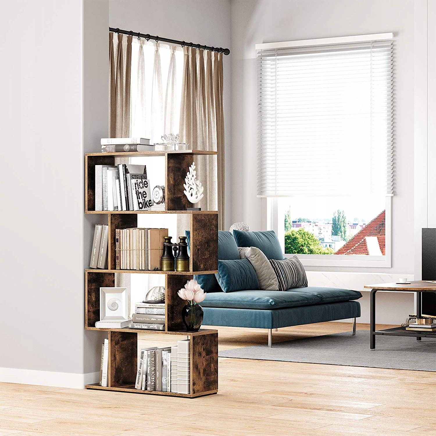 REGAŁ 4 POZIOMY PÓŁKA RUSTYKALNA VINTAGE 70 x 127 x 24 cm LOFT BRĄZ Marka Artenat