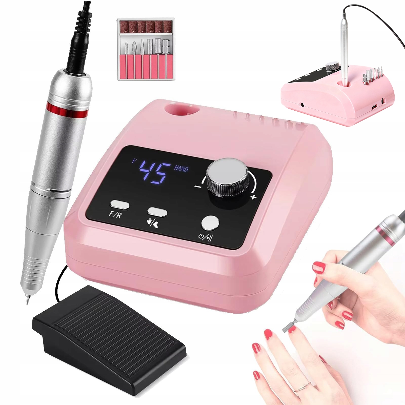 Bruska Růžová Na Nehty Manikúra Silná 45000 Rpm Profesionální