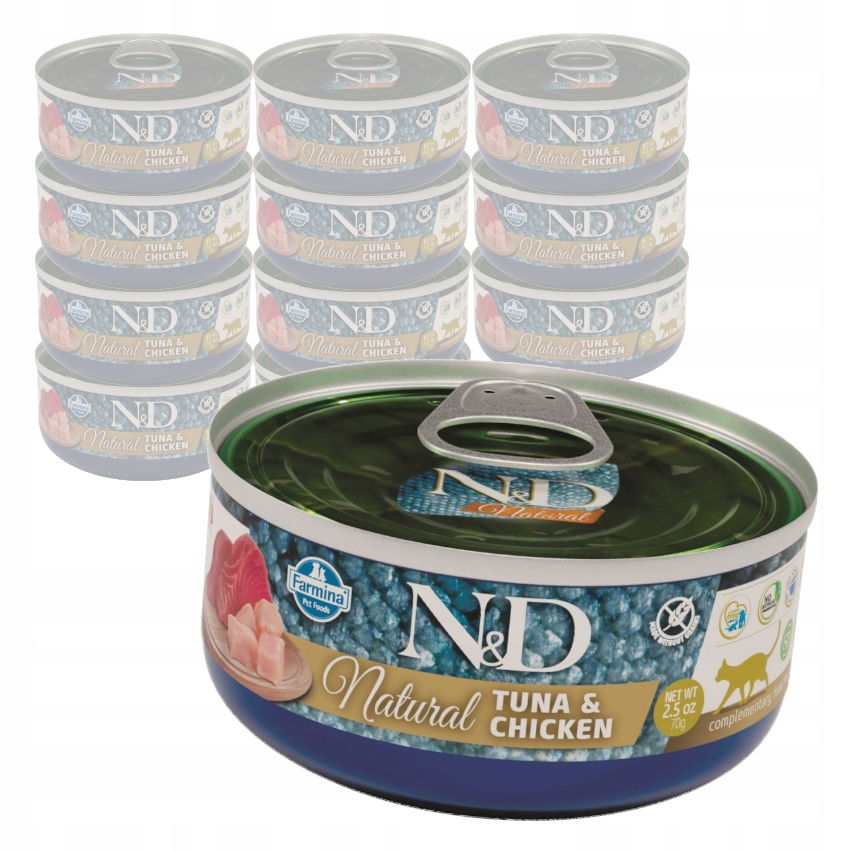 Farmina N&amp;d Cat Natural 12x70g Mokré Krmivo Pro Kočky Tuňák Kuře