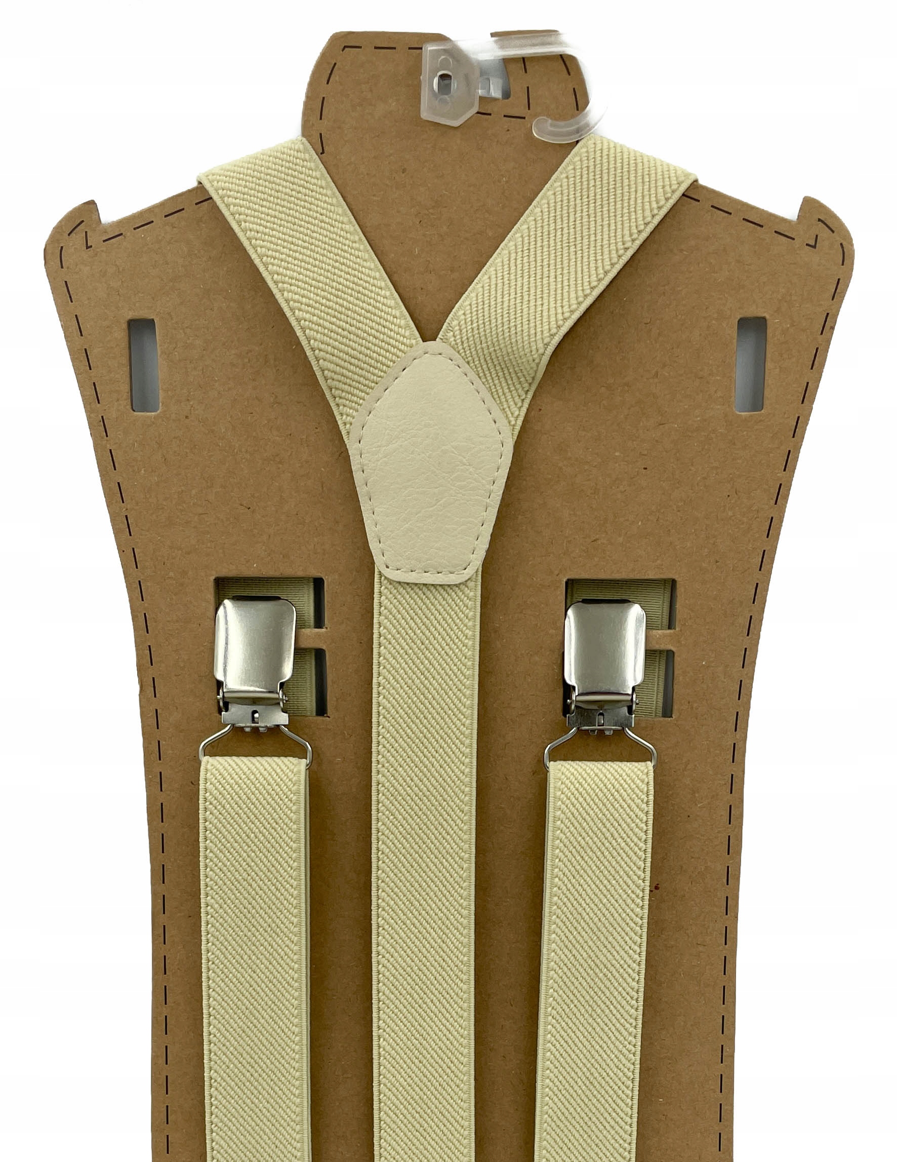 

Beżowe jasne jednolite gładkie szelki do spodni