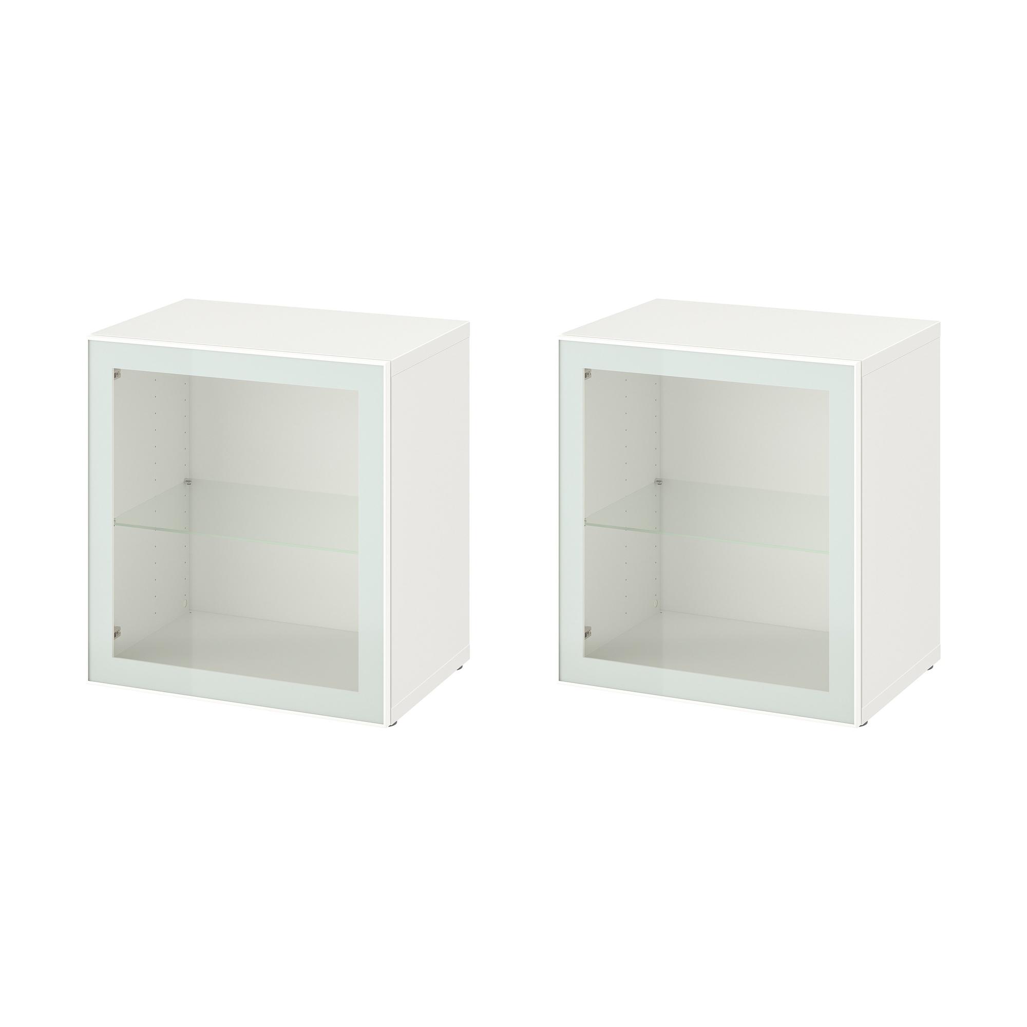 2 szt. Witryna szklana 60x42x64 biala szklo hartowane Besta