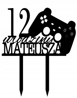

Topper Na Tort Konsola Pad Ps Xbox Gracz Czarny