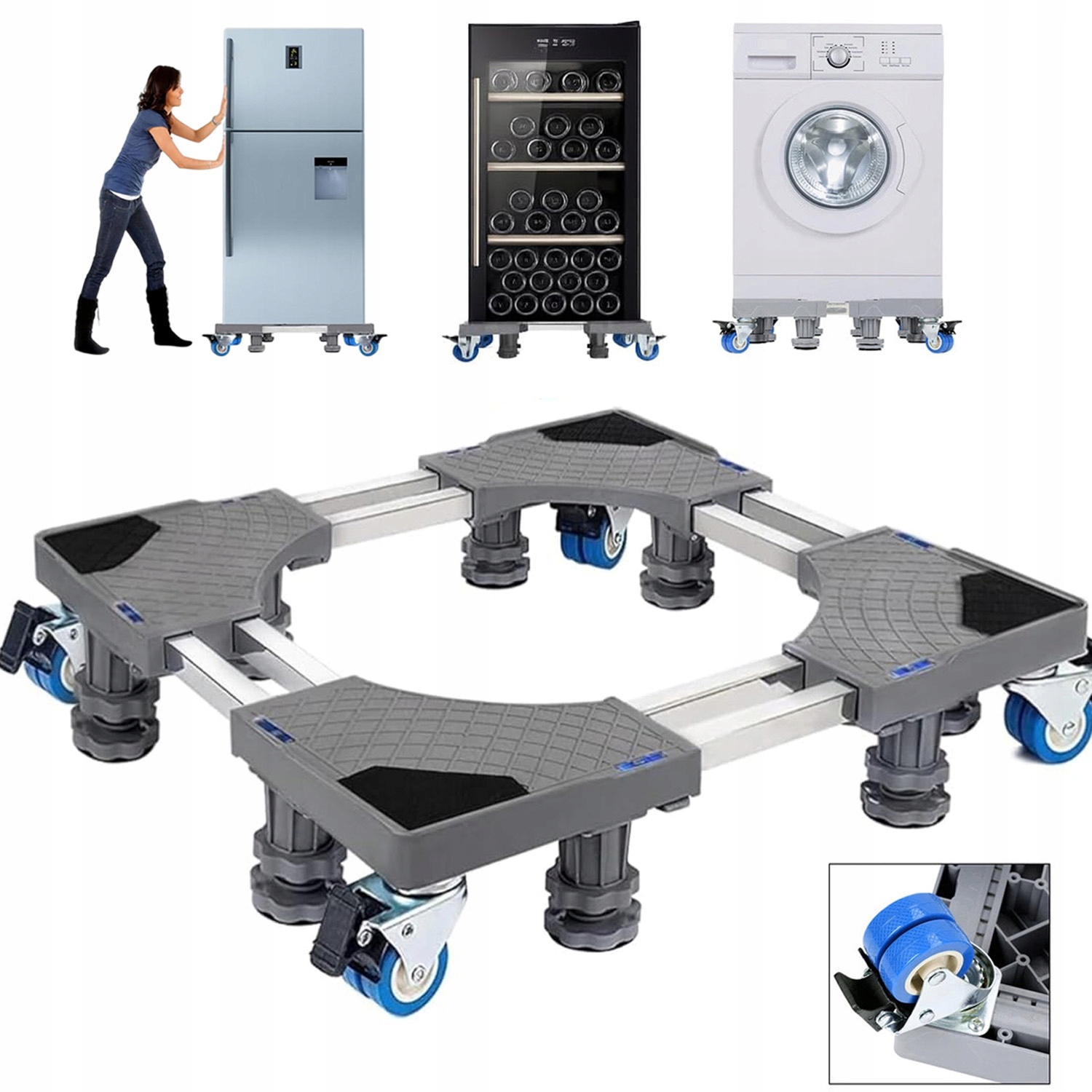 Podstawa Ruchoma Pod Pralkę Lodówka Zmywarkę Sprzęt Agd Mobilna Z 4 Kołkami