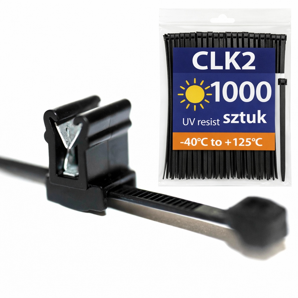 Kabelová páska s klipem CLK2 200x4,6 mm černá 1000 ks