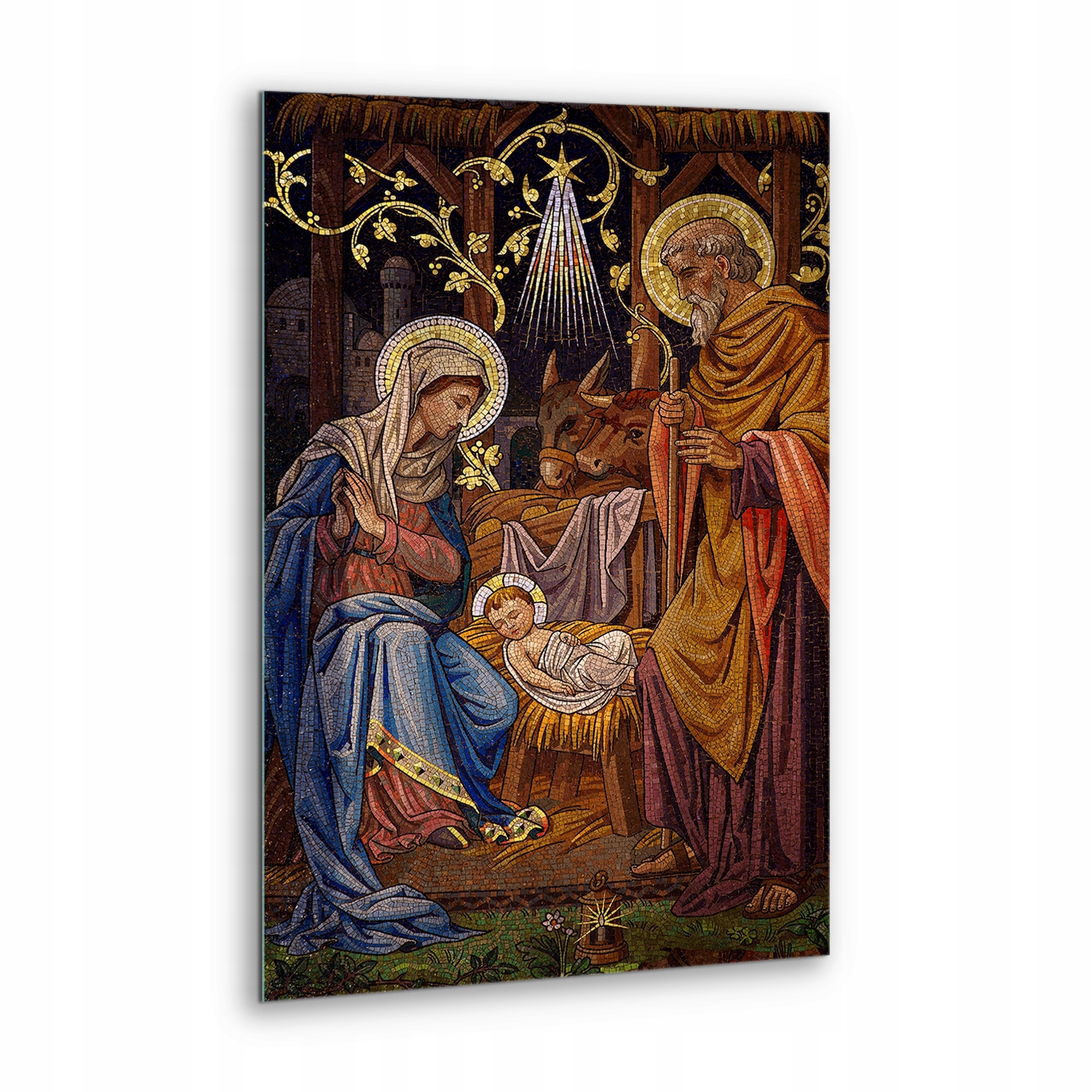 Skleněný obraz Náboženská svatá rodina Stáj