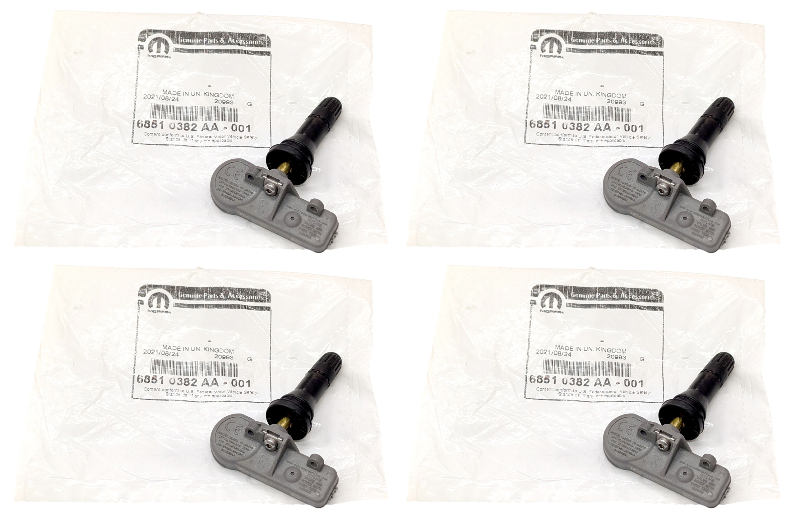 4x Nový originálny snímač tlaku Tpms Wrangler Gladiator 68510382AA