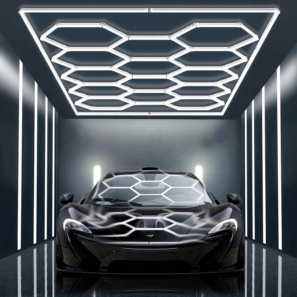Lampy Hexagon Led 484 x 242 cm Včelí Plást do garážového domu haly Barbera Hexa