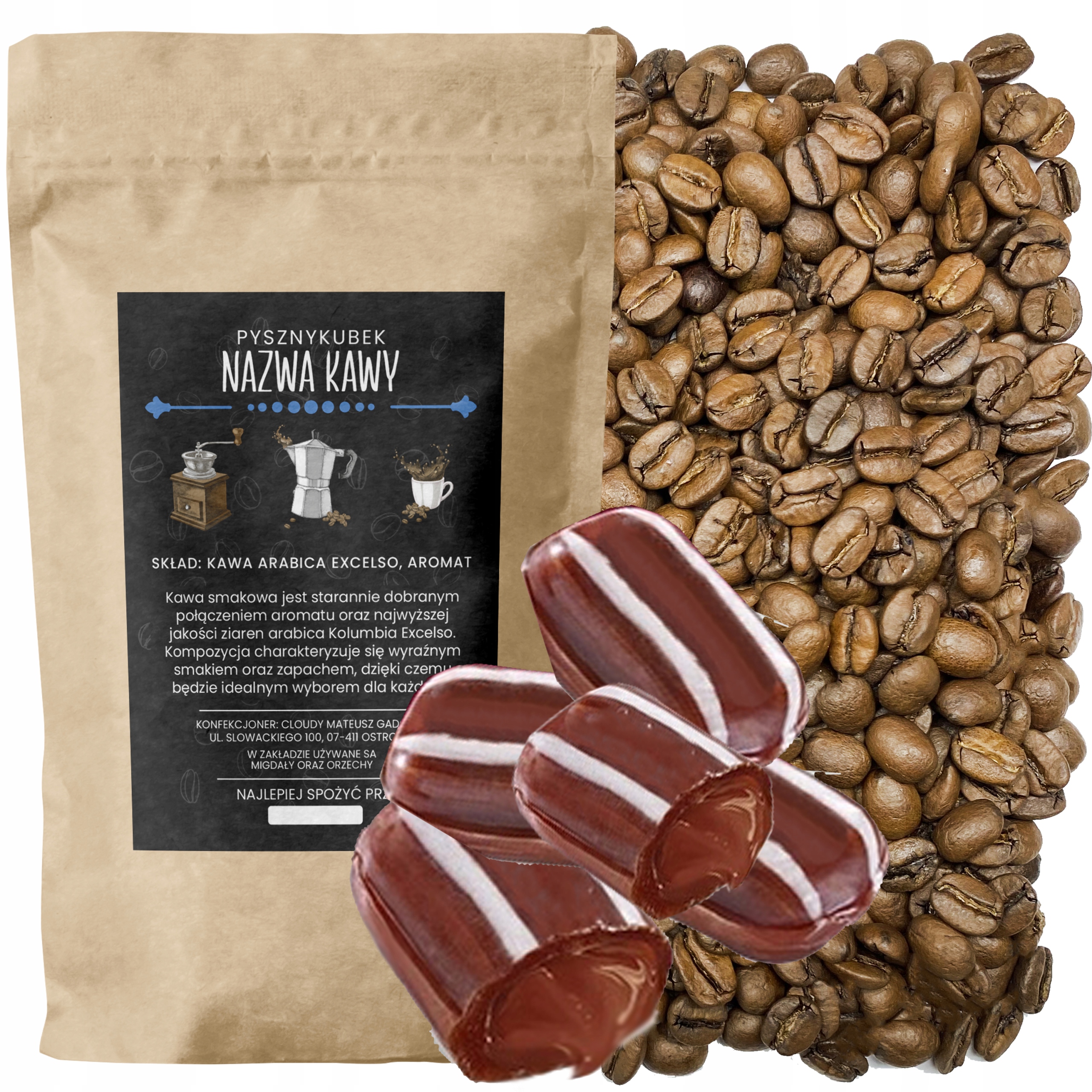 Kawa smakowa Cukierki Kukułki 1000G 1KG arabica