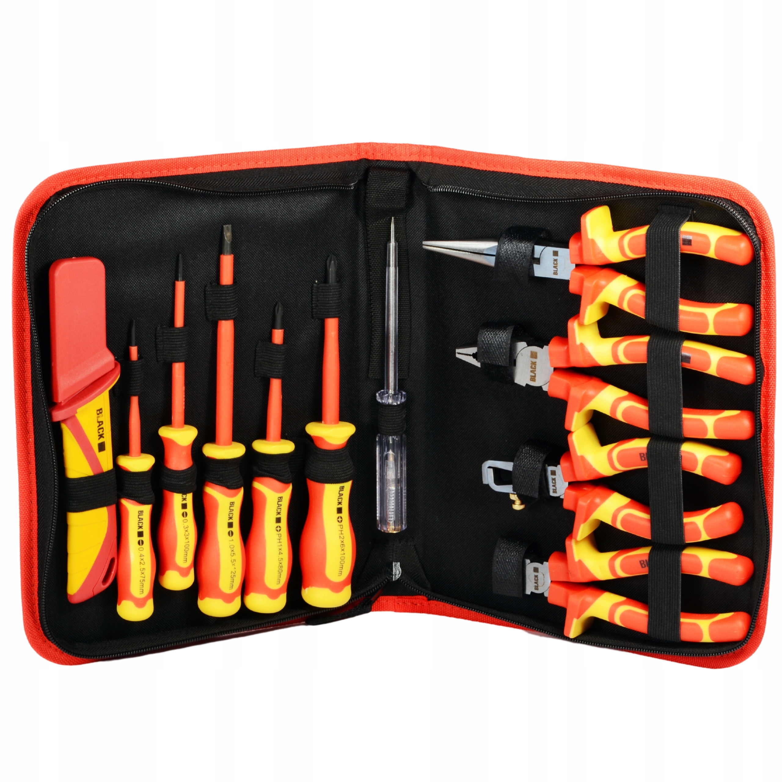 MEGA SET INSTRUMENTE ȘI șurubelnițe PENTRU ELECTRICIENI, IZOLAT 1000V 11EL NEGRU Cod producător 28719