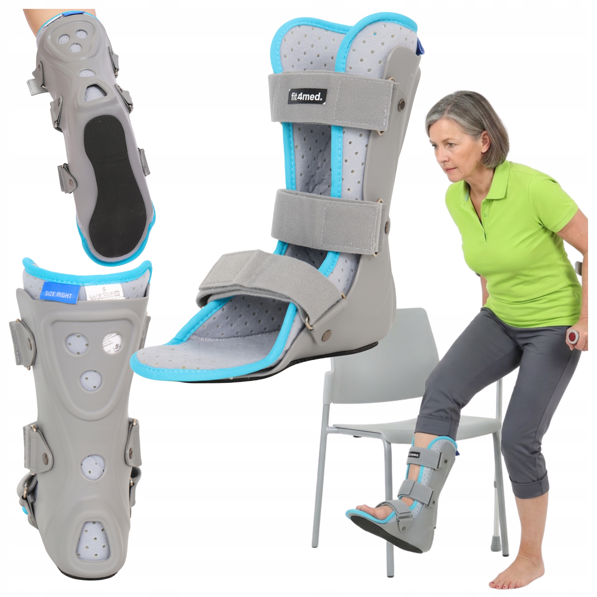 Orteza Stawu Skokowego Stabilizator Walker But Ortopedyczny Niski Prawy S