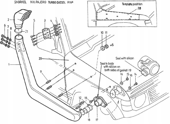 Snorkel Mitsubishi Pajero II V31 V32 Wlot 4x4 Manufacturer Escape