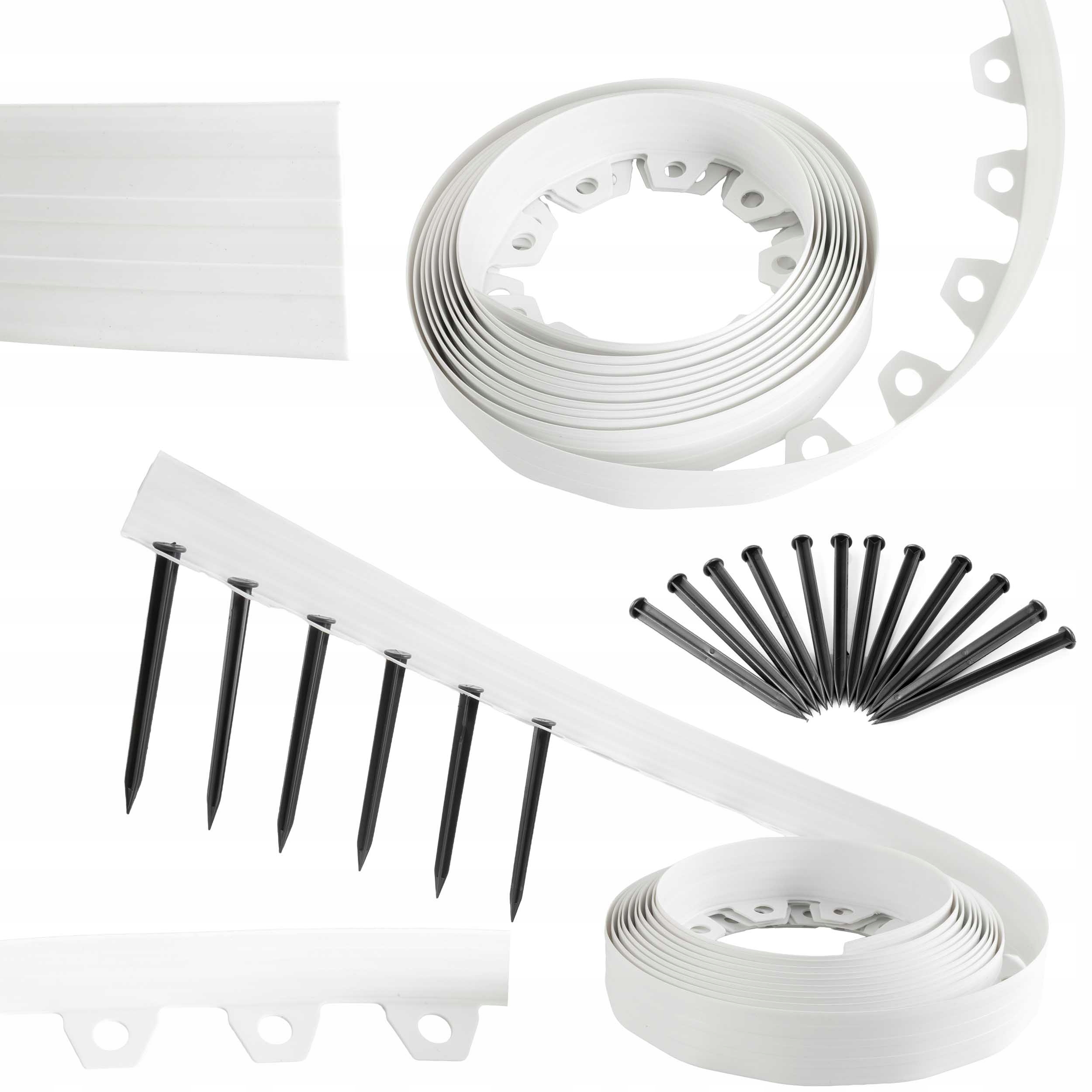 Zahradní lem trávníkové kotvy 30 m Bílá Světlá 6 cm Plast