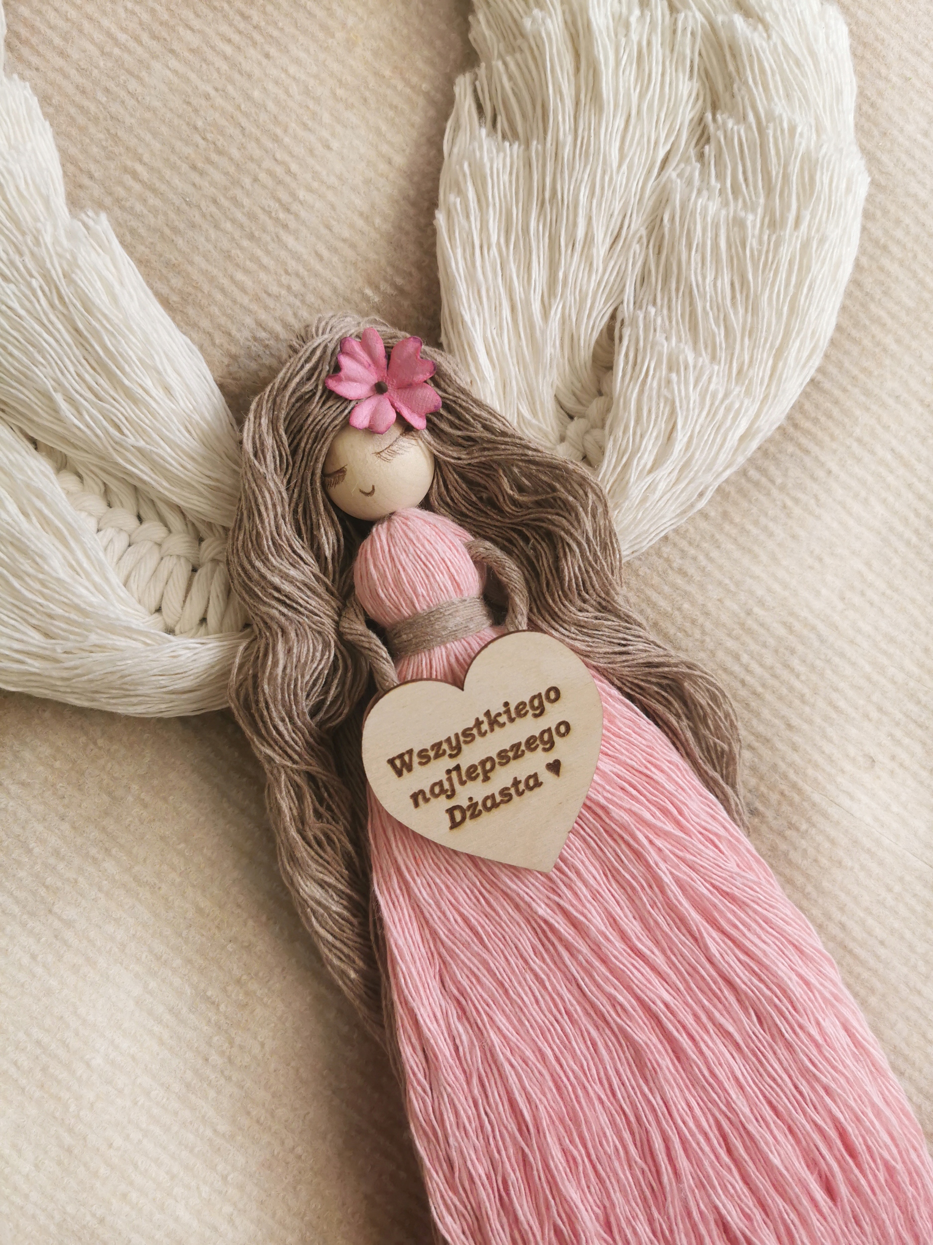 Anděl strážný Vlastní Nápis Makramé věnování Dárek pro štěstí