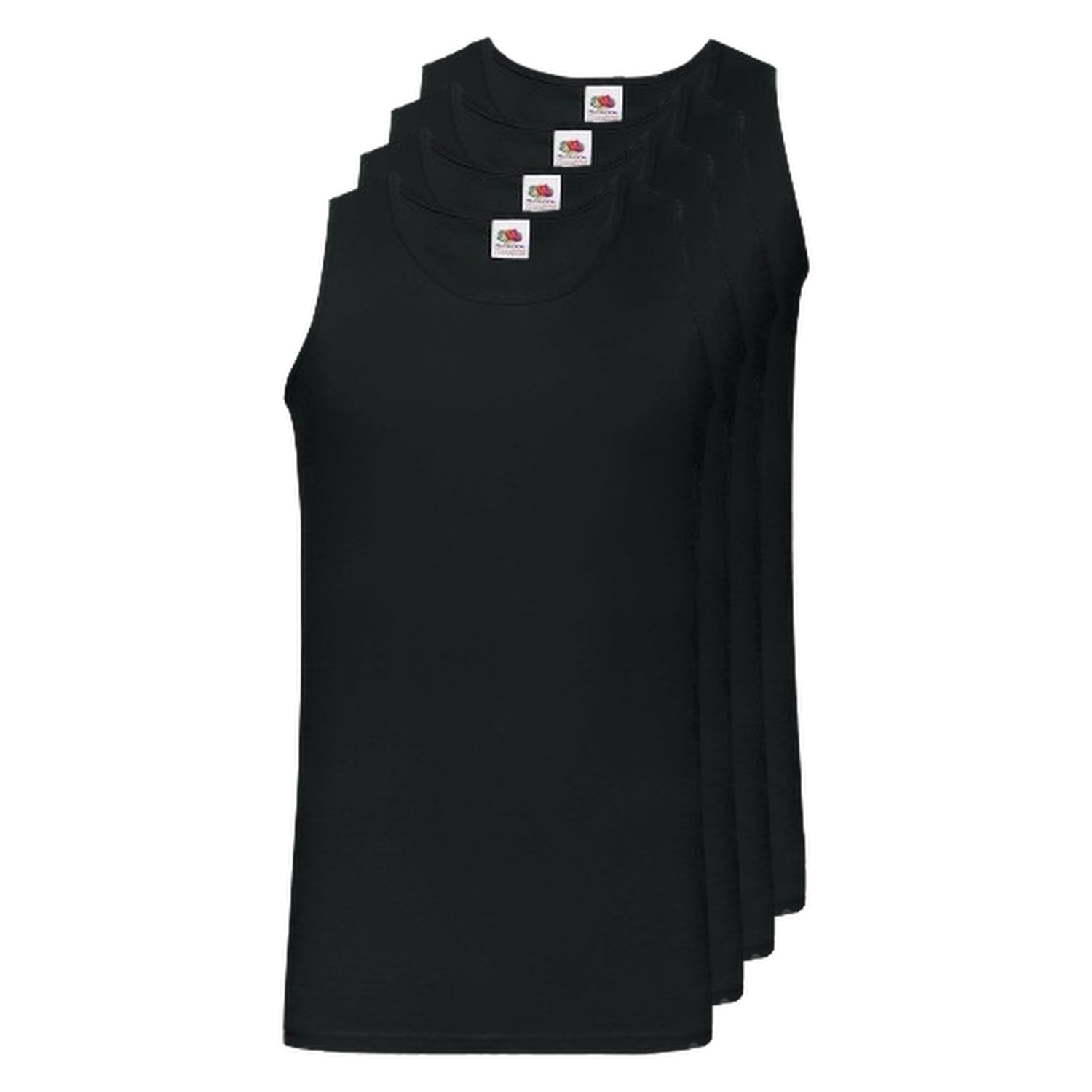 4x Tričko sportovní tištěné tričko Fruit of the Loom černé, velikost 4XL