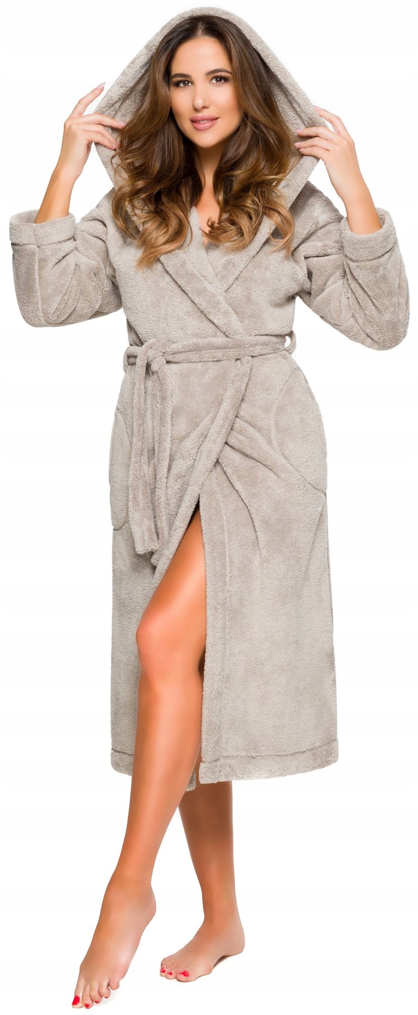 DŁUGI CIEPŁY PUCHOWY DAMSKI SZLAFROK PODOMKA M Rozmiar M